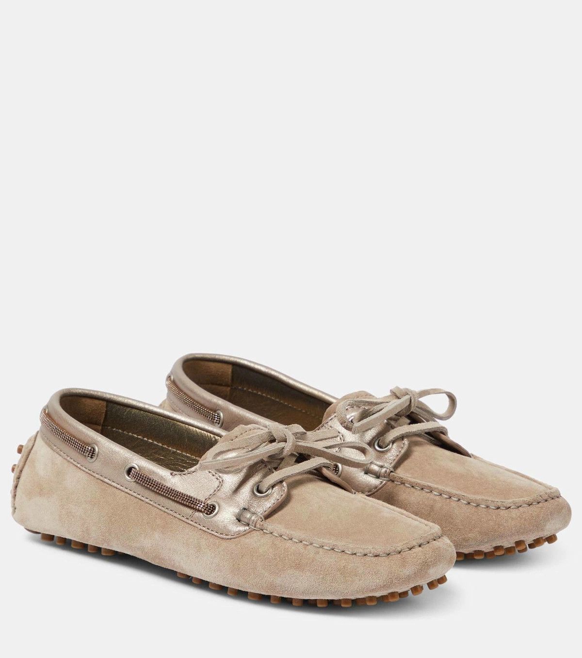 Brunello Cucinelli o1y0725 Leather Loafers in Taupe Brown Size US 5 / IT 35 - 1 Thumbnail