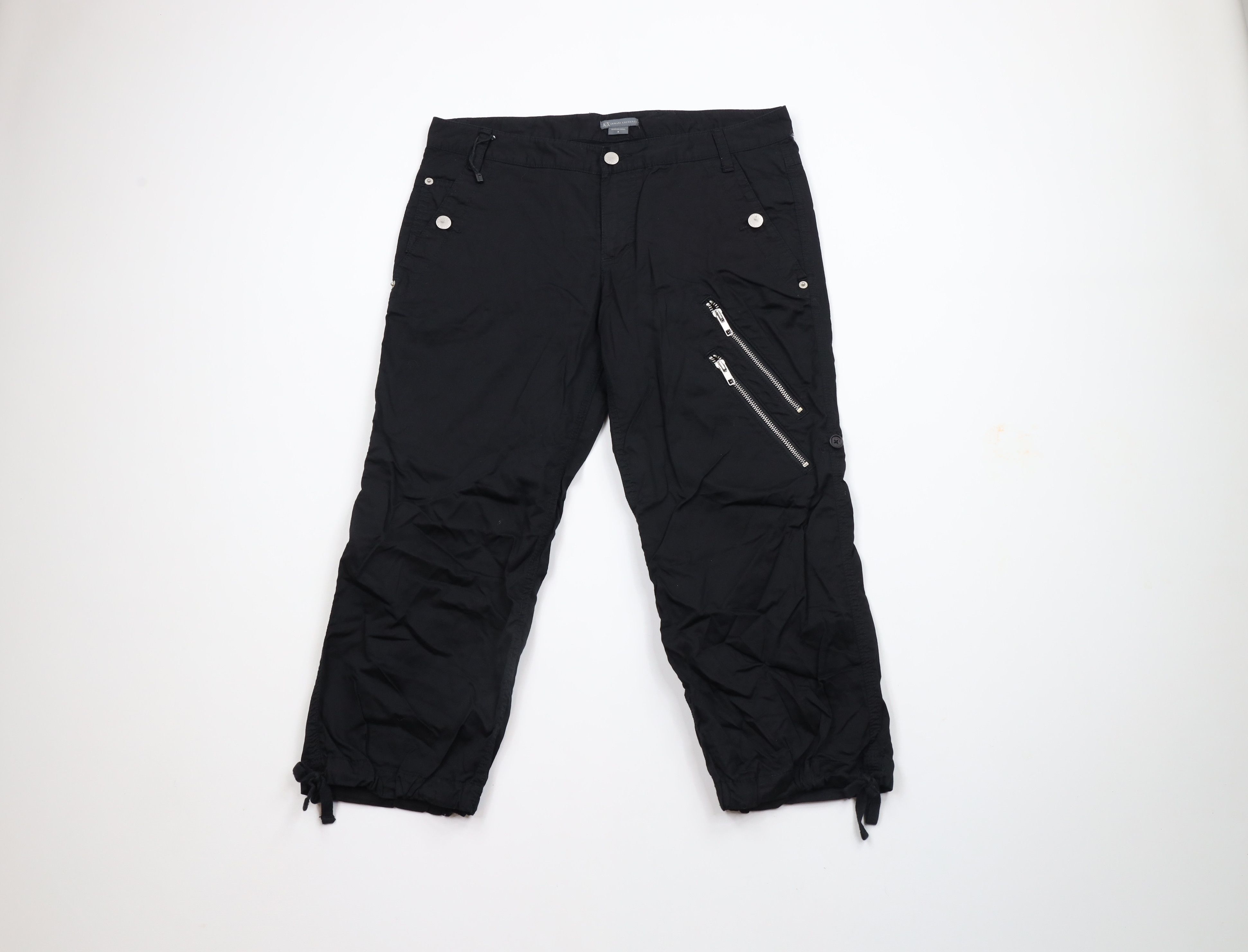 Armani Exchange × Vintage New Armani Exchange Roll Cuff Capris Shorts Black Cotton Size 31" - 1 Thumbnail
