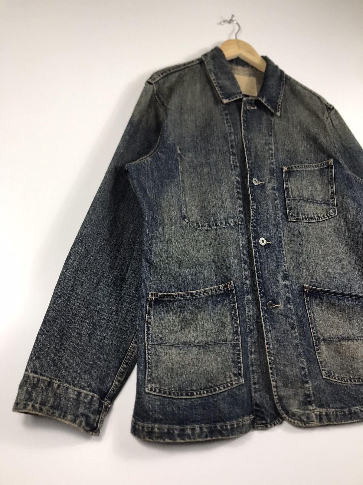Gap × Vintage ⚡️Vintage Gap Denim Distressed Chore Workers Jacket Size US L / EU 52-54 / 3 - 2 Thumbnail
