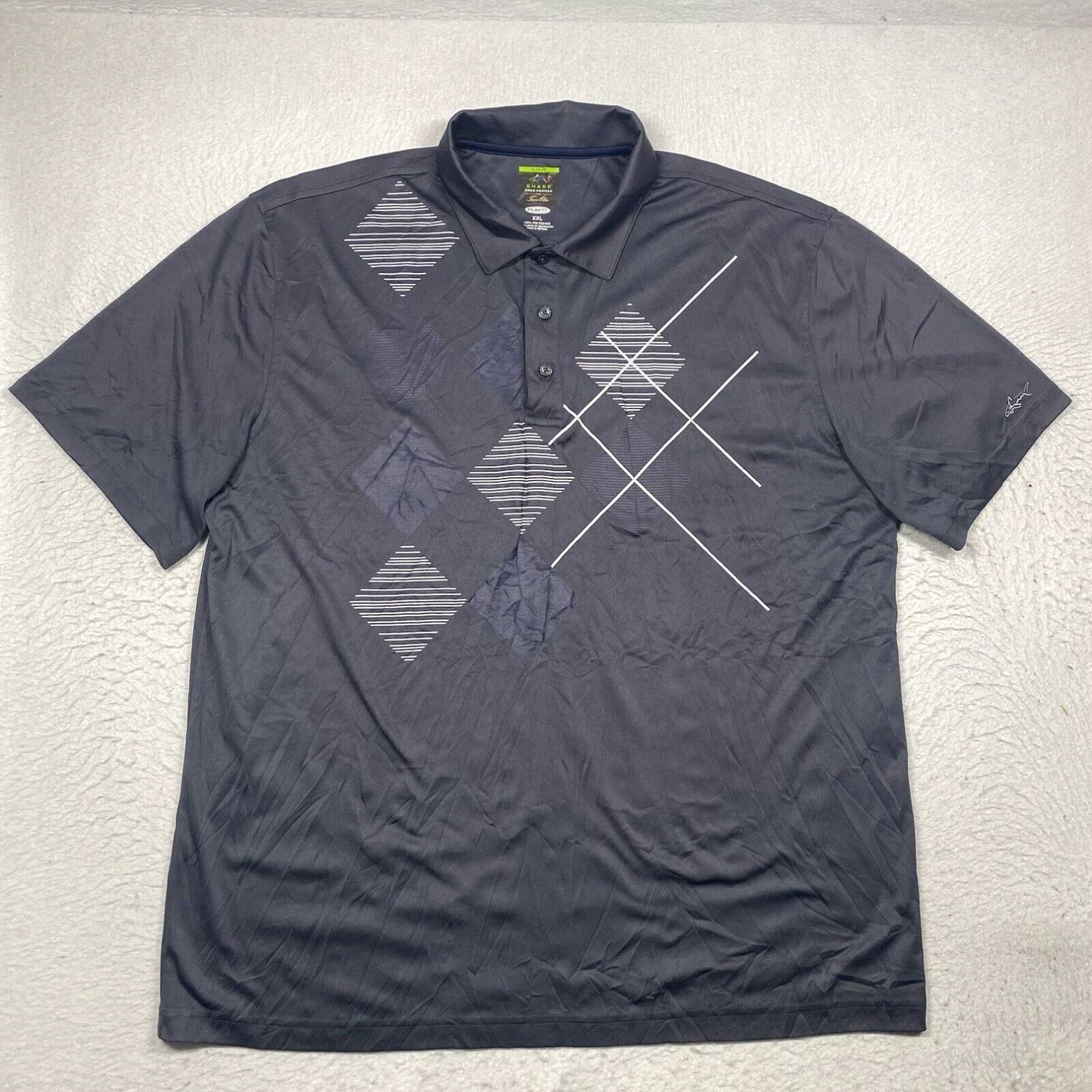 Tasso Elba Greg Norman Polo Shirt Mens Large Play Dry Gray Striped Tasso Elba Golf Adult Grailed