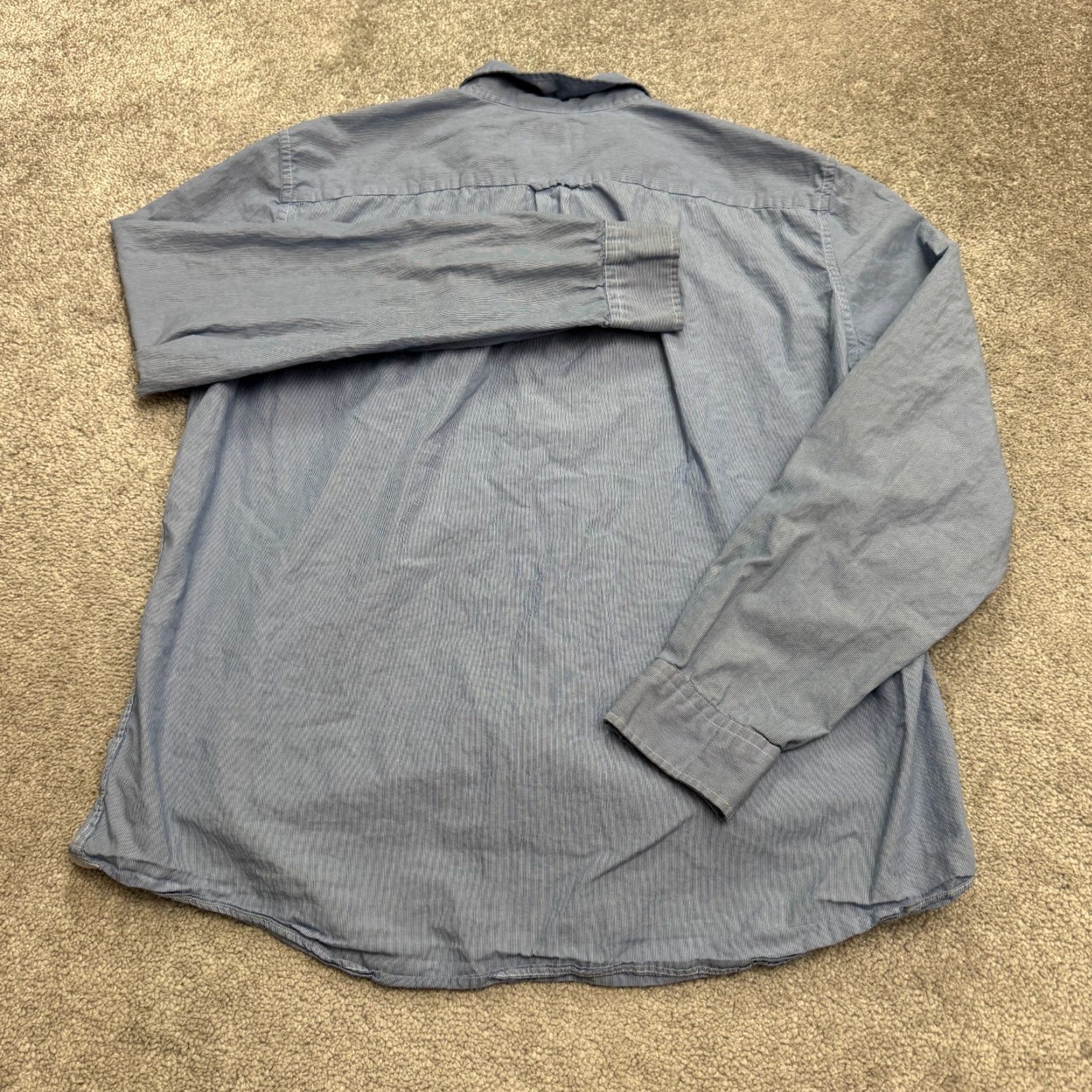 American Eagle Outfitters American Eagle Outfitters Classic Fit Button-Up Shirt Mens XL Blue Striped Casual Workwear Size US XL / EU 56 / 4 - 2 Thumbnail