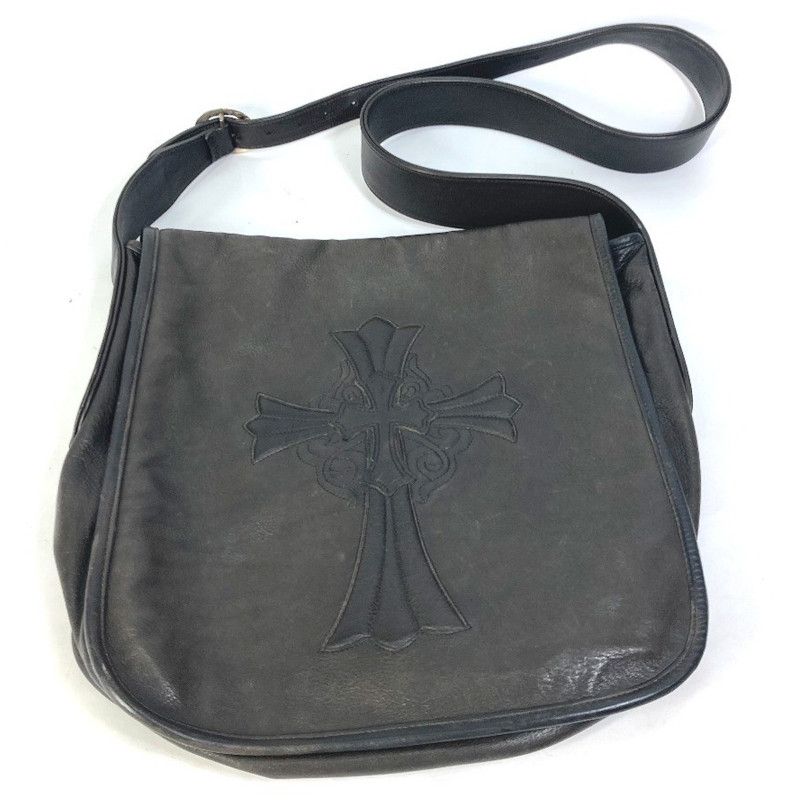 Chrome Hearts Cross Logo Leather Messenger Shoulder Bag