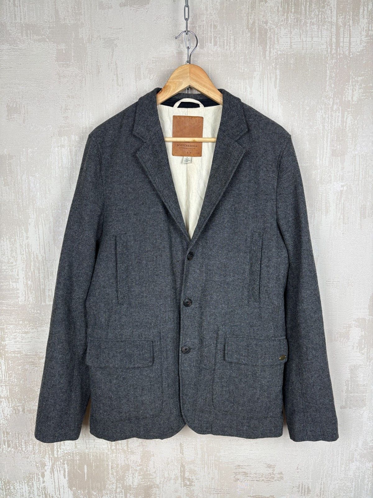 Scotch & Soda Scotch & Soda Wool Blend Herringbone Tweed Blazer Elbow Pads Size US L / EU 52-54 / 3 - 2 Thumbnail