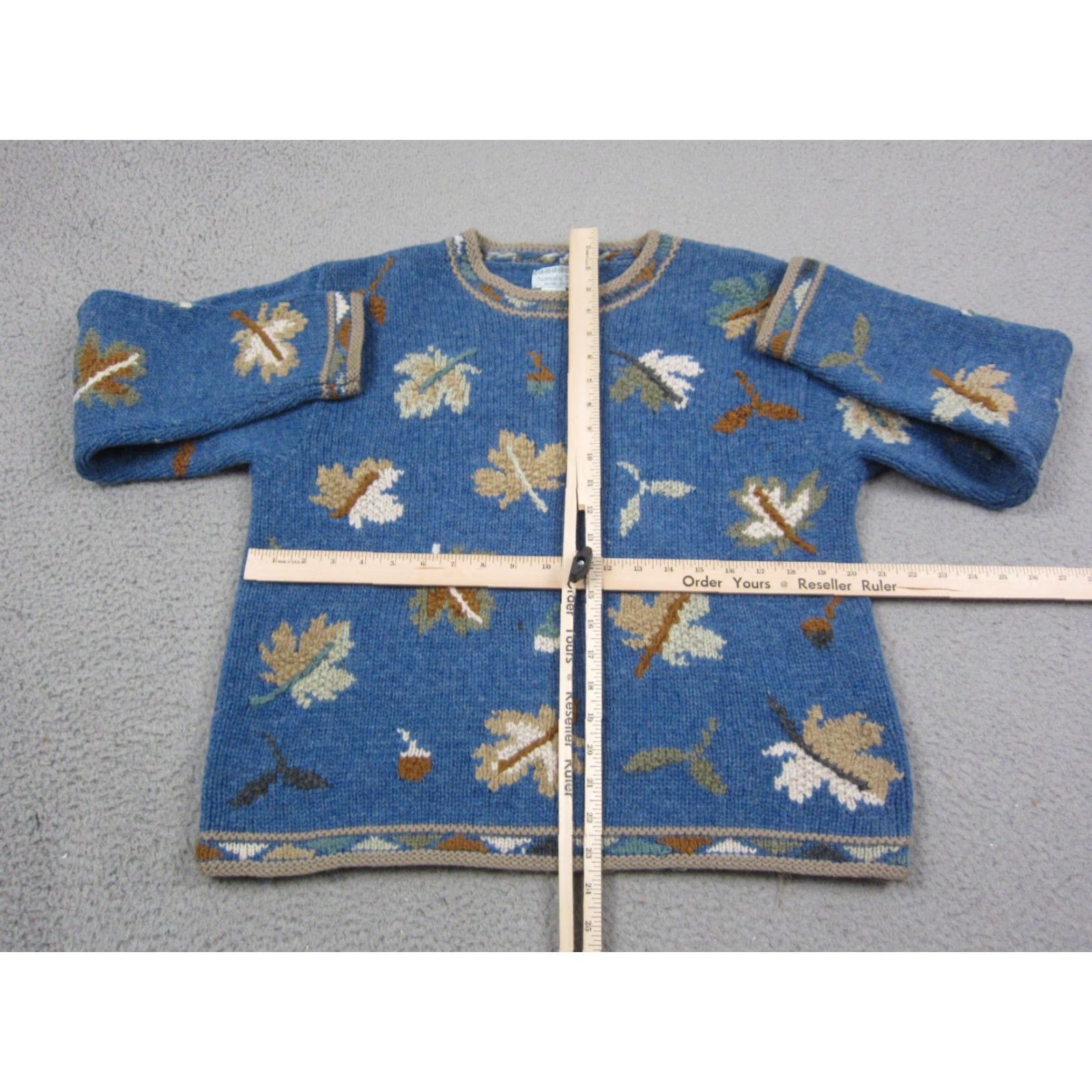 Vintage VINTAGE Nomadic Traders Sweater Womens Medium Blue Nordic Leaf Wool Knit 90s Pullover Crew Neck Open-Knit Size M / US 6-8 / IT 42-44 - 5 Thumbnail