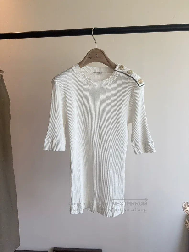 Brunello Cucinelli Brunello Cucinelli Pure cotton beaded T-shirt Size M / US 6-8 / IT 42-44 - 1 Thumbnail