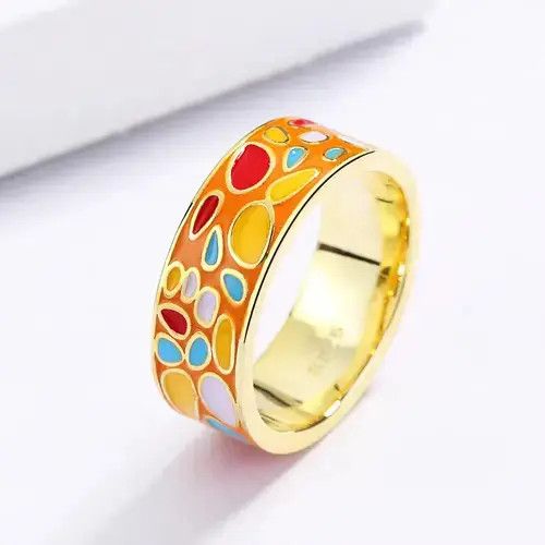 Ring Of Fire Handmade Enamel Epoxy Irregular Ring Size ONE SIZE - 2 Thumbnail