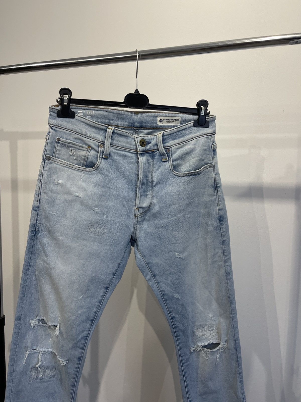 G-Star G-Star RAW 3301 Slim Distressed Denim Jeans 31/32 Size US 31 - 2 Thumbnail