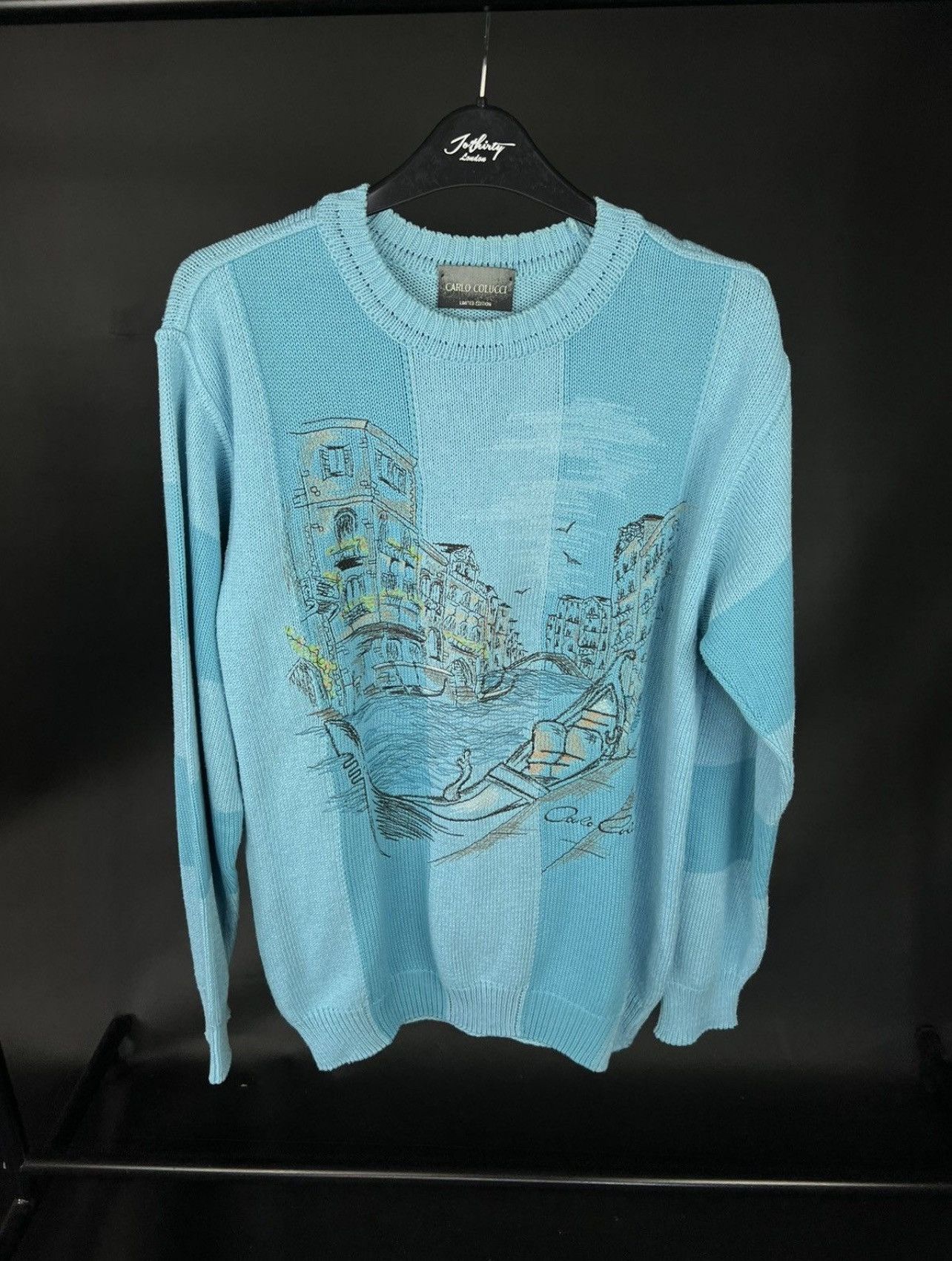 VTG sweater Carlo Colucci Limited Edition blue with pattern