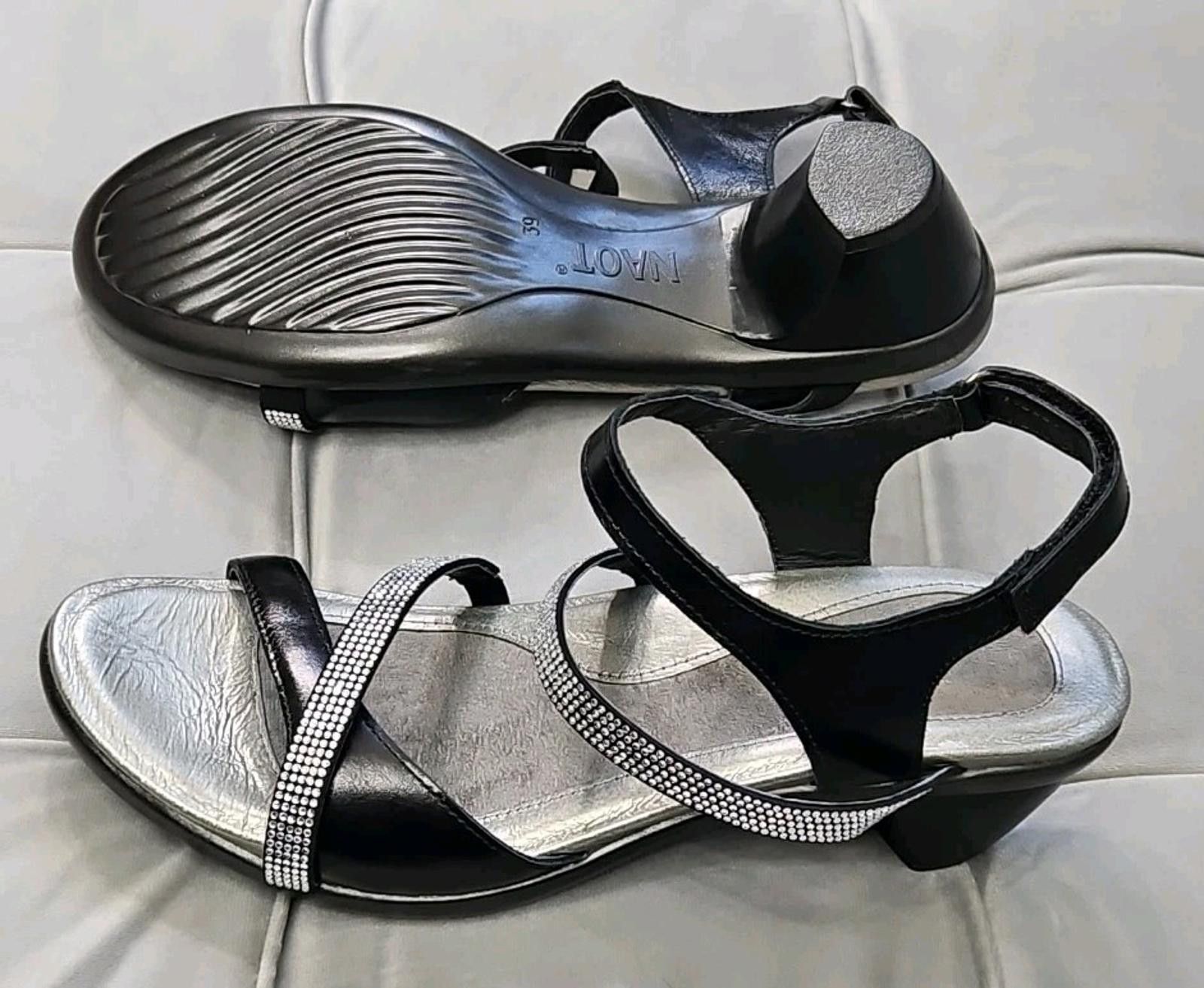 Dries Van Noten Naot Black Leather Heels Slingback Sandals Womens Shoes 39 9