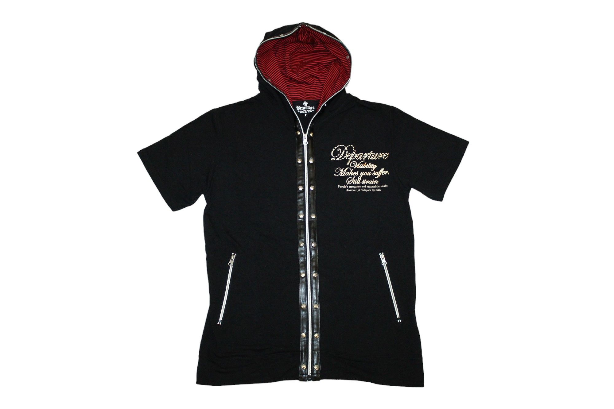 14th Addiction Y2K🔥Beaumere Poem Gothic Punk Designs Studded S/S Hoodie Size US M / EU 48-50 / 2 - 2 Thumbnail