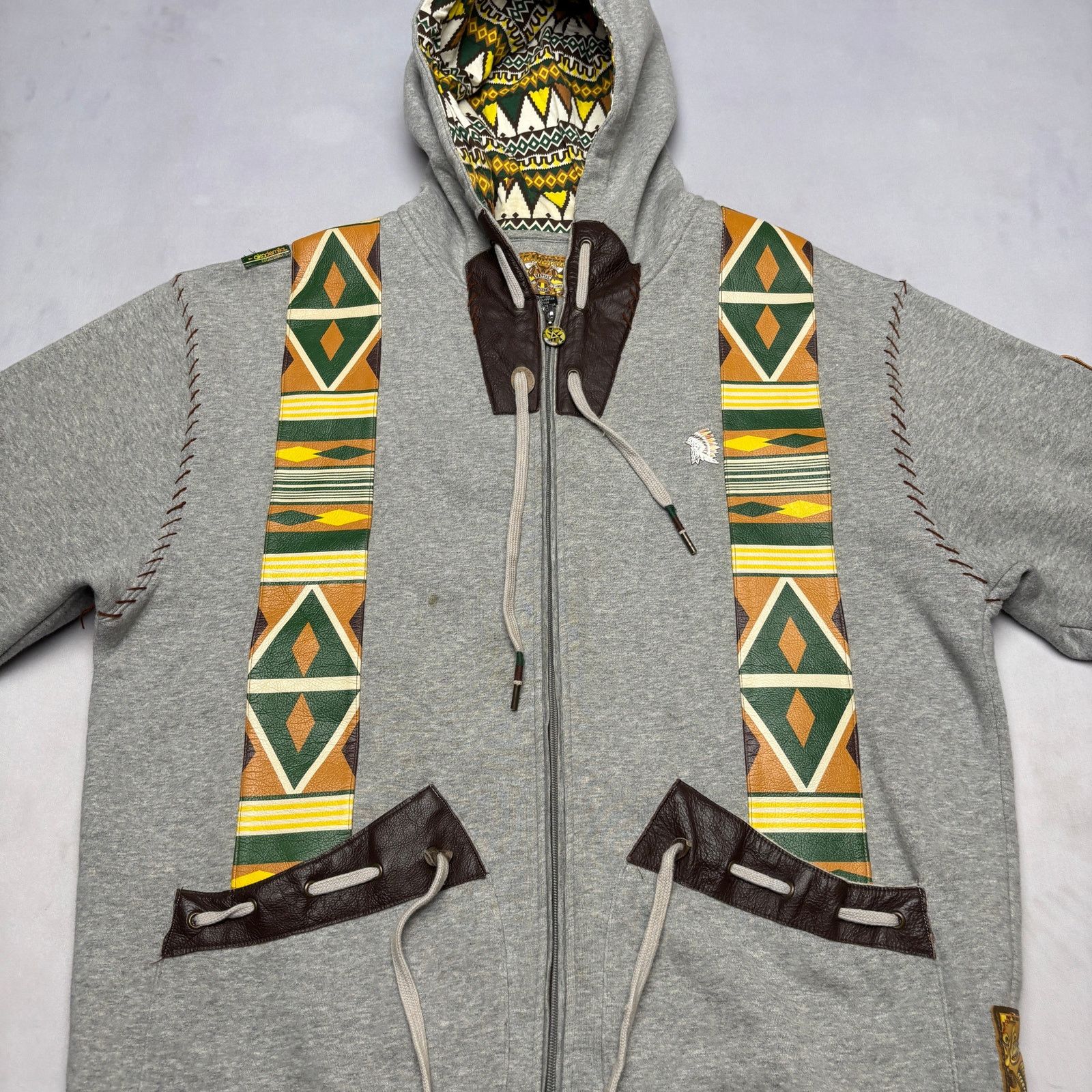 Akademiks × Vintage VTG Y2K Akademiks Native Warriors Tribal Full Zip Hoodie XL Size US XL / EU 56 / 4 - 2 Thumbnail