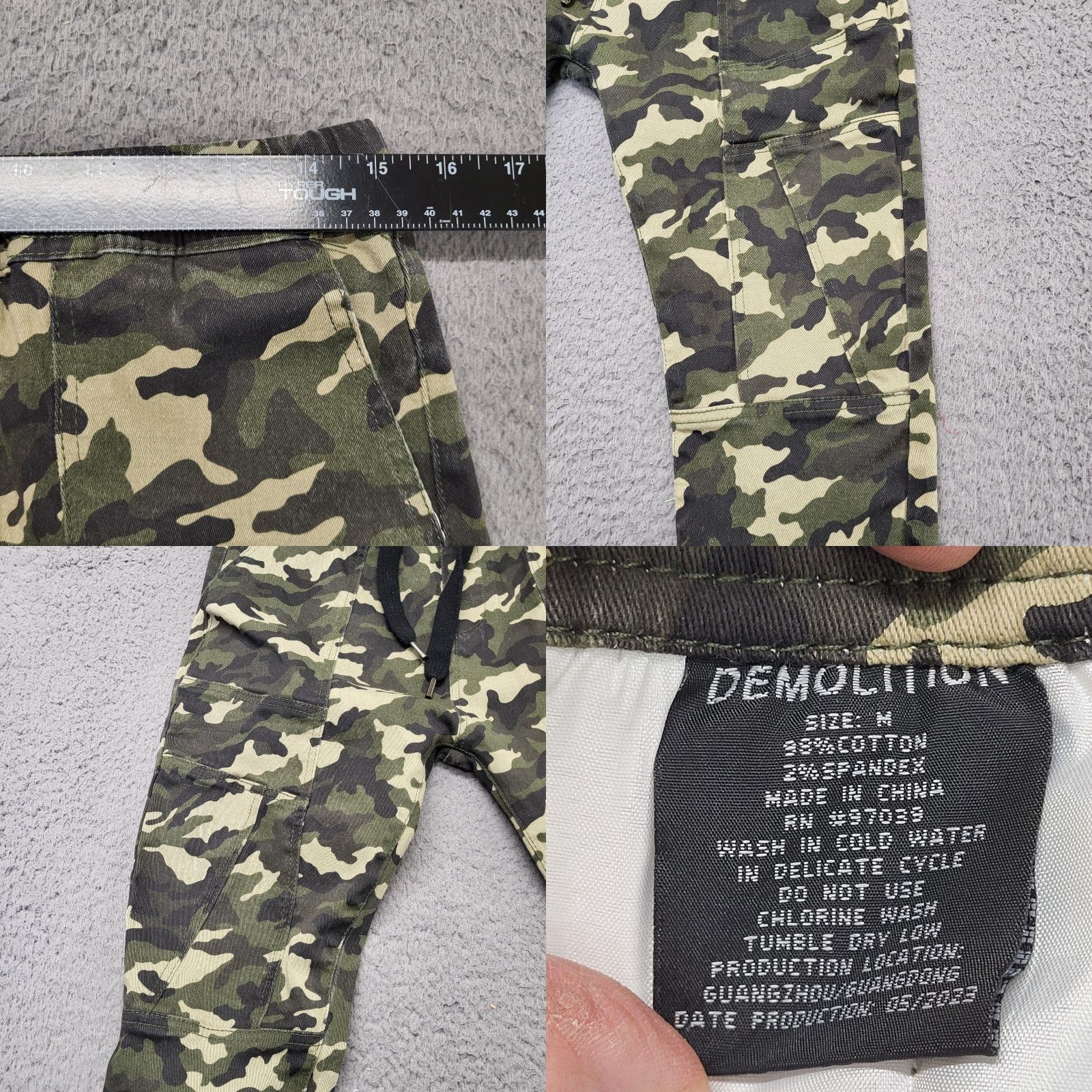 Vintage VINTAGE Demolition Jogger Pants Women's M Green Camo Pleated Elastic Waist Grunge Size 32" / US 10 / IT 46 - 8 Thumbnail