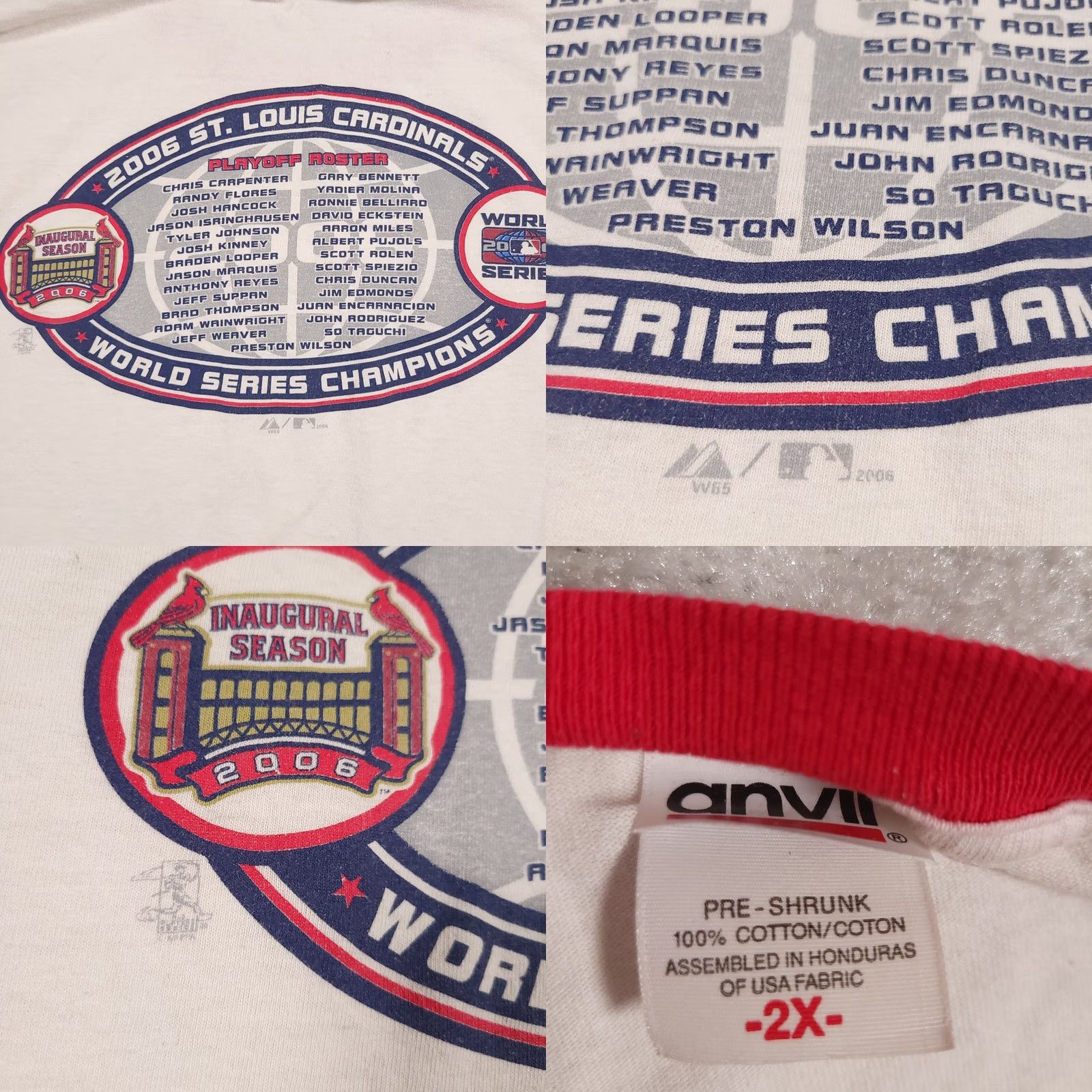 Vintage VINTAGE Cardinals Shirt Mens 2X White Ringer 2006 World Series Champions MLB Y2K Size US XXL / EU 58 / 5 - 9 Thumbnail