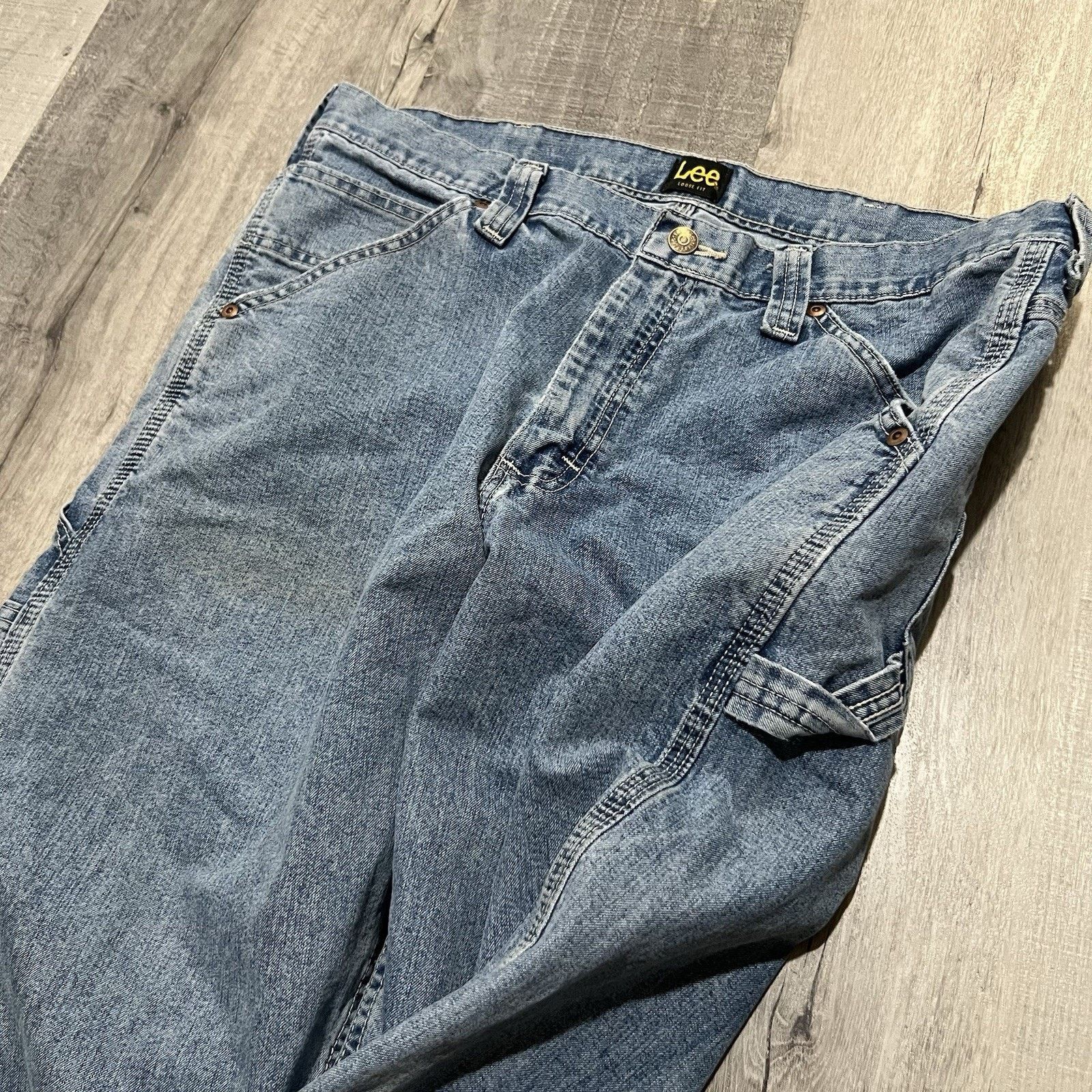 Lee Lee Loose Fit Denim Carpenter Baggy Skater Y2K Blue Jeans Size US 34 / EU 50 - 3 Thumbnail