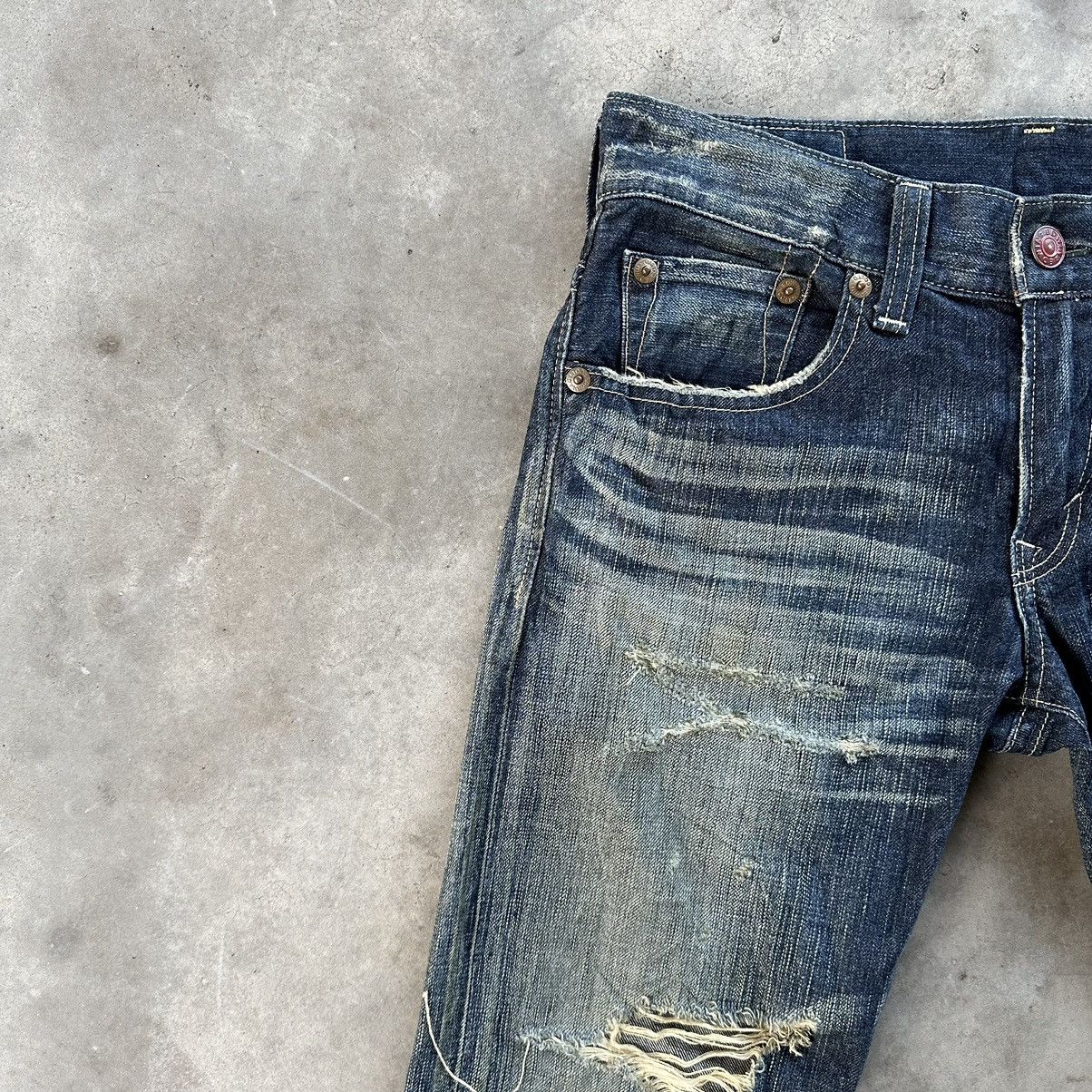 Japanese Brand Vintage Edwin Distressed Rusty Jean Flare Faded Denim Pant Size US 32 / EU 48 - 4 Thumbnail