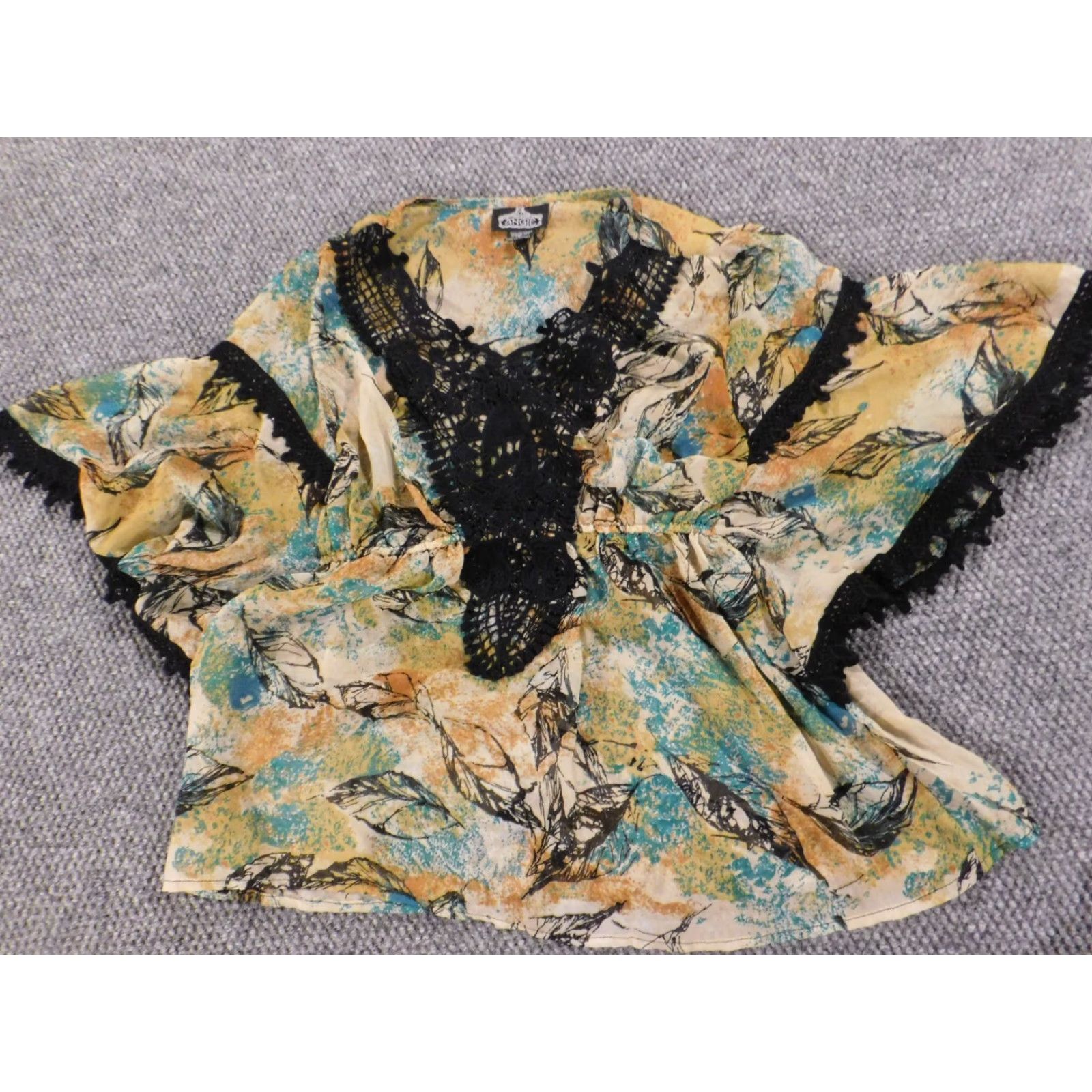 Vintage Angie Womens Blouse S floral green pullover round neck casual Size S / US 4 / IT 40 - 2 Thumbnail