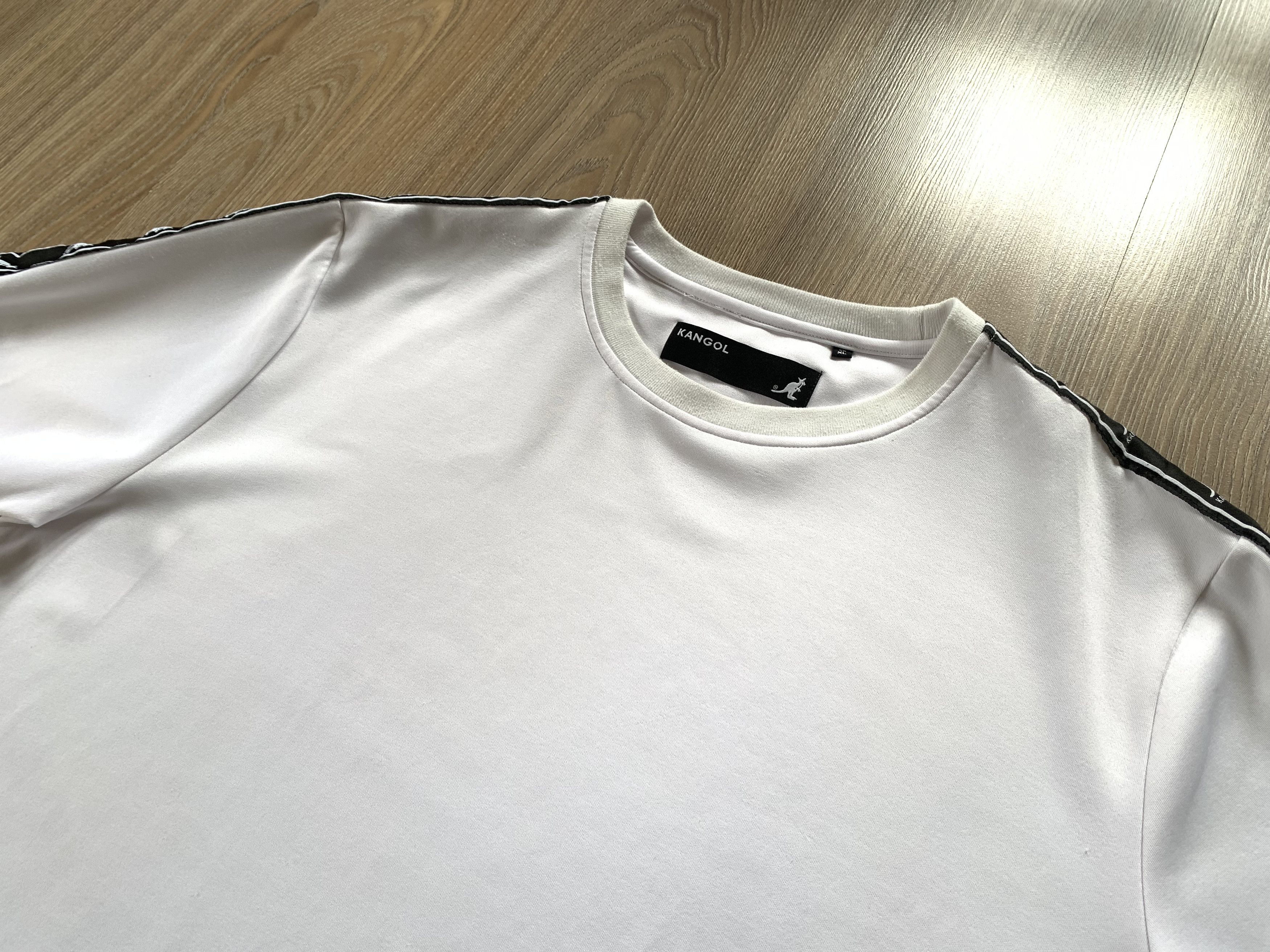 Kangol × Vintage Kangol White Lampas Stripe Multi Logo T Shirt Size US XL / EU 56 / 4 - 4 Thumbnail