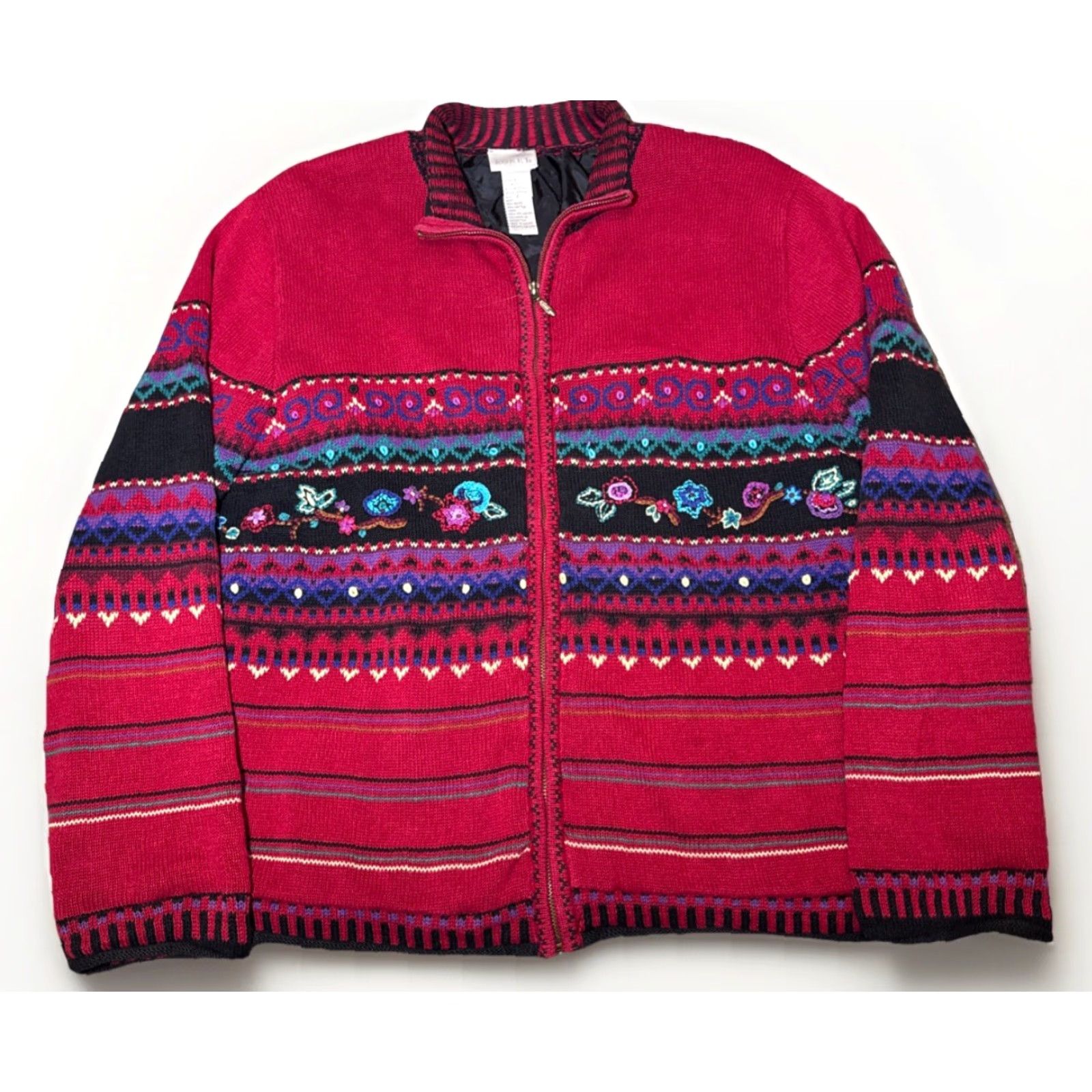 Vintage VINTAGE Koret Cardigan Knit Sweater Full Zip L Red Large Women Size L / US 10 / IT 46 - 2 Thumbnail
