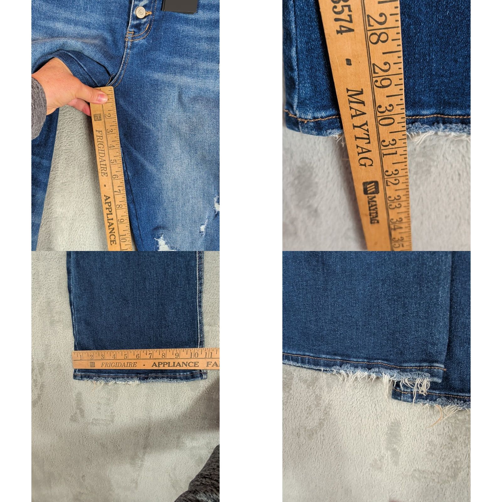 Vintage Flying Monkey Jeans Women 30x30 High Rise Flare Distressed Blue Denim Hippie 80s 90s Retro Boho Regular Fit Jeans Women Size 30" / US 8 / IT 44 - 8 Thumbnail