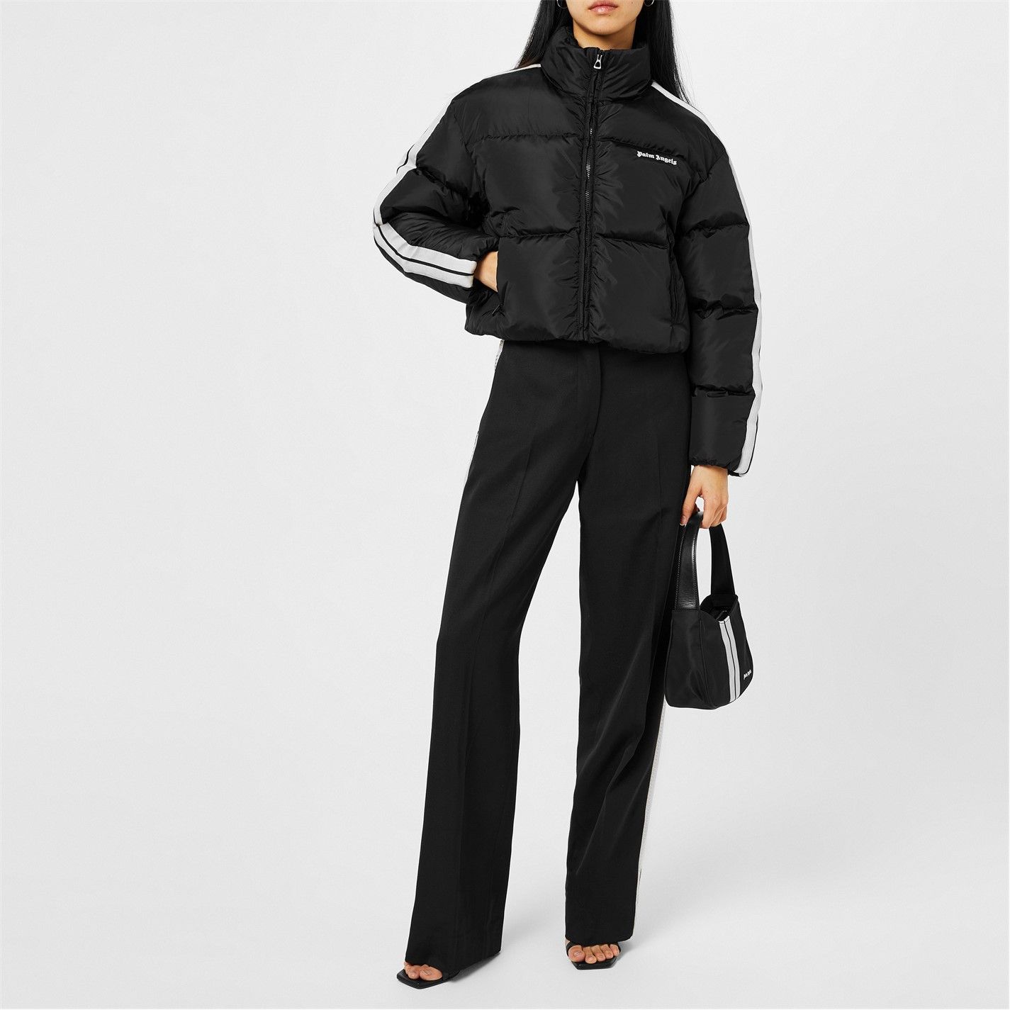 Palm Angels o1g2r1mq0325 Cropped Track Padded jacket in Black & White Size M / US 6-8 / IT 42-44 - 7 Thumbnail