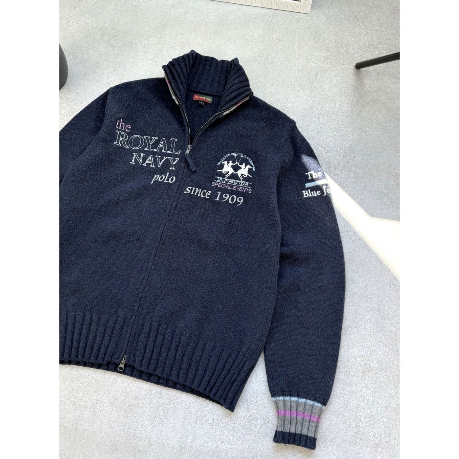 La Martina VINTAGE La Martina Sweater Full Zip Men L Navy Blue Wool Pullover 90s Streetwear Y2K Size US L / EU 52-54 / 3 - 6 Thumbnail