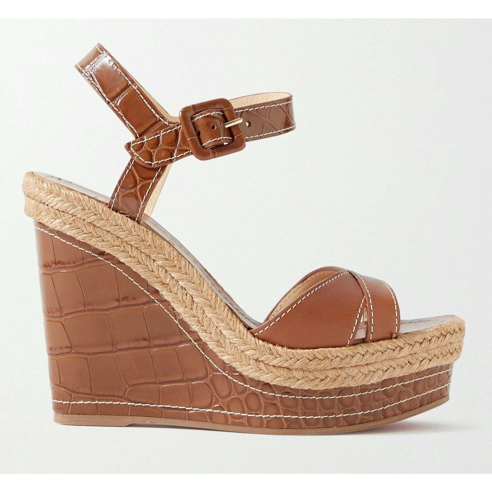 Christian Louboutin Almerio 120 Croc Brown Platform Wedge Sandal Heel Pump 41 Size US 11 / IT 41 - 1 Thumbnail
