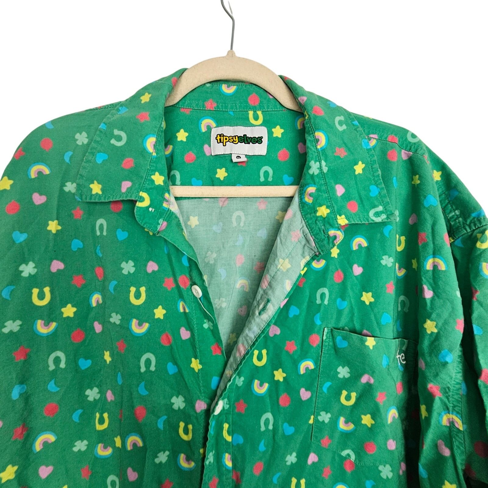 Tipsy Elves Tipsy Elves Shirt Green Lucky Charm Print Button 3XL Size US XXL / EU 58 / 5 - 2 Thumbnail