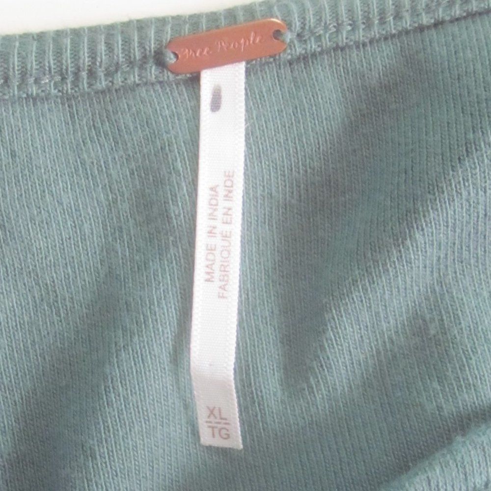 Free People Free People Green Cropped Tee Long Sleeve Womens Cotton Top Size XL Size XL / US 12-14 / IT 48-50 - 3 Thumbnail
