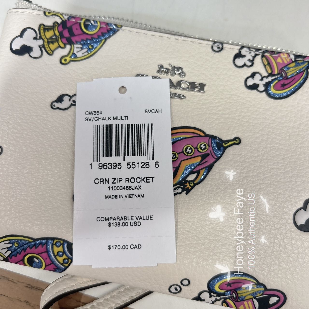 Coach Cosmic Coach Corner Zip Wristlet With Rocket Print CW864 Size ONE SIZE - 4 Thumbnail