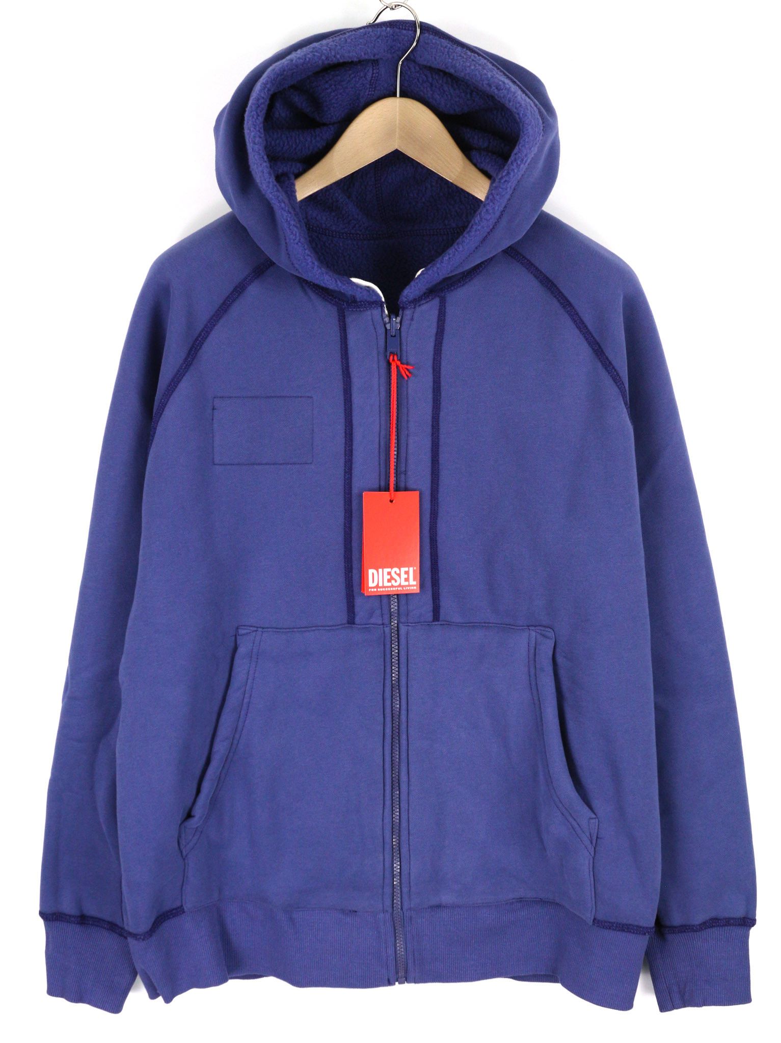 Diesel S-Rummes-Zip-Rev Men Hoodie L Blue RRP€250 Fleece 40113 Size US L / EU 52-54 / 3 - 3 Thumbnail