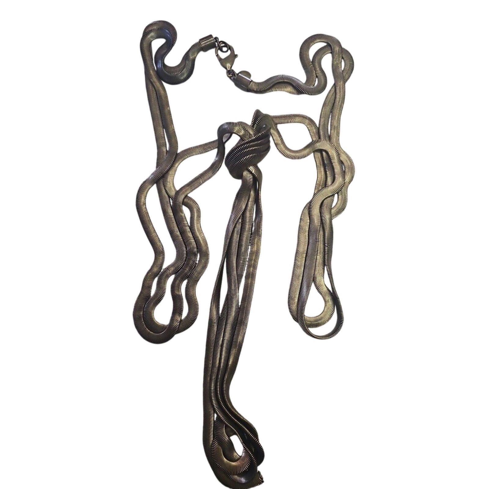 The Unbranded Brand Gunmetal Wide Thick Double Strand Knotted Long Necklace 42” Size ONE SIZE - 1 Thumbnail