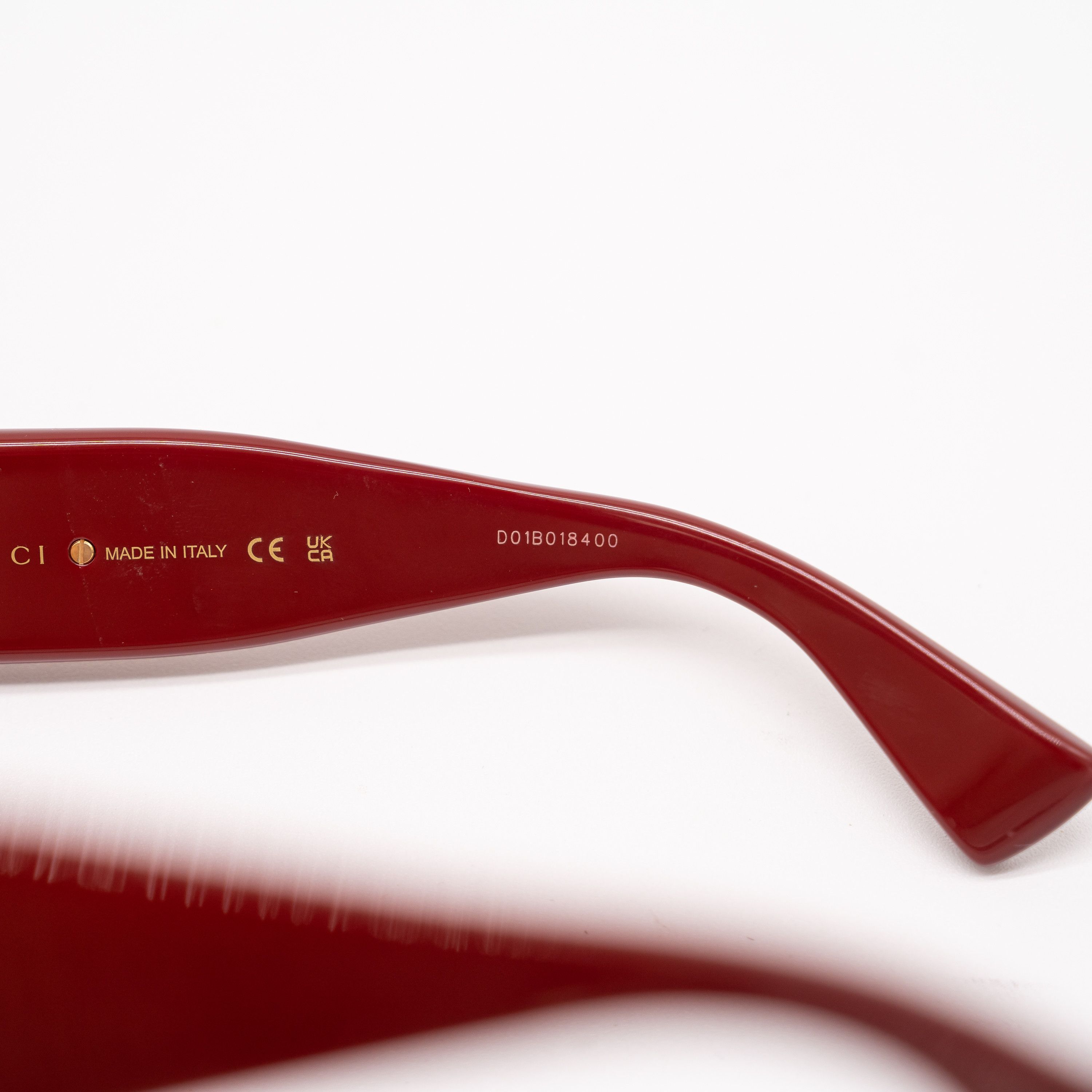 Gucci Gucci GG1809S Rectangular Sunglasses Red Gold Acetate Size ONE SIZE - 9 Thumbnail