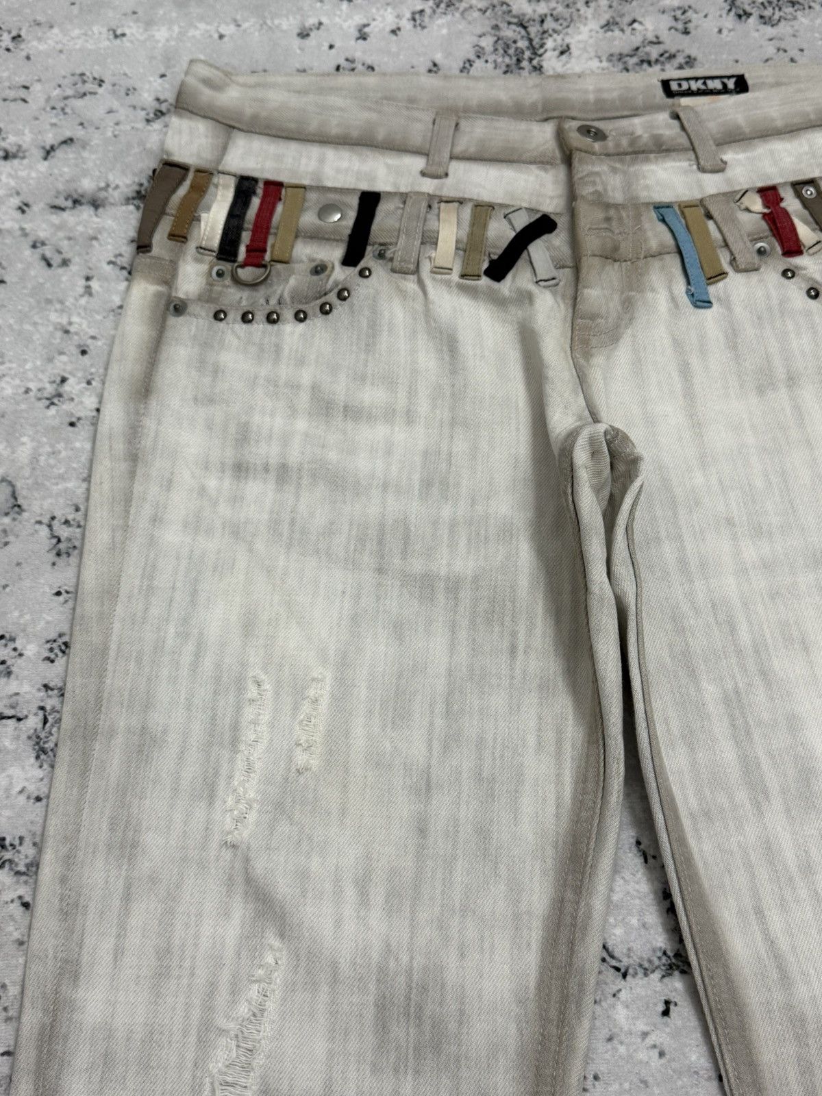 DKNY DKNY Double Waist Studs Released Hem Y2K Grey Straight Jeans Size US 32 / EU 48 - 4 Thumbnail
