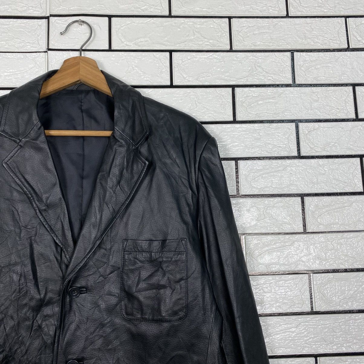 Japanese Brand 📌Vintage Leather Jacket Biker Mano di Italiani Issey Miyake Size US L / EU 52-54 / 3 - 7 Thumbnail