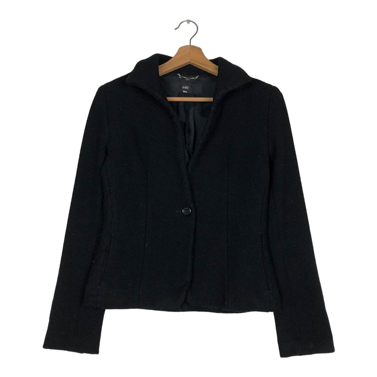 Japanese Brand 🔥RICH BLACK CROPPED WOOL JACKET INED JAPAN Size M / US 6-8 / IT 42-44 - 1 Thumbnail