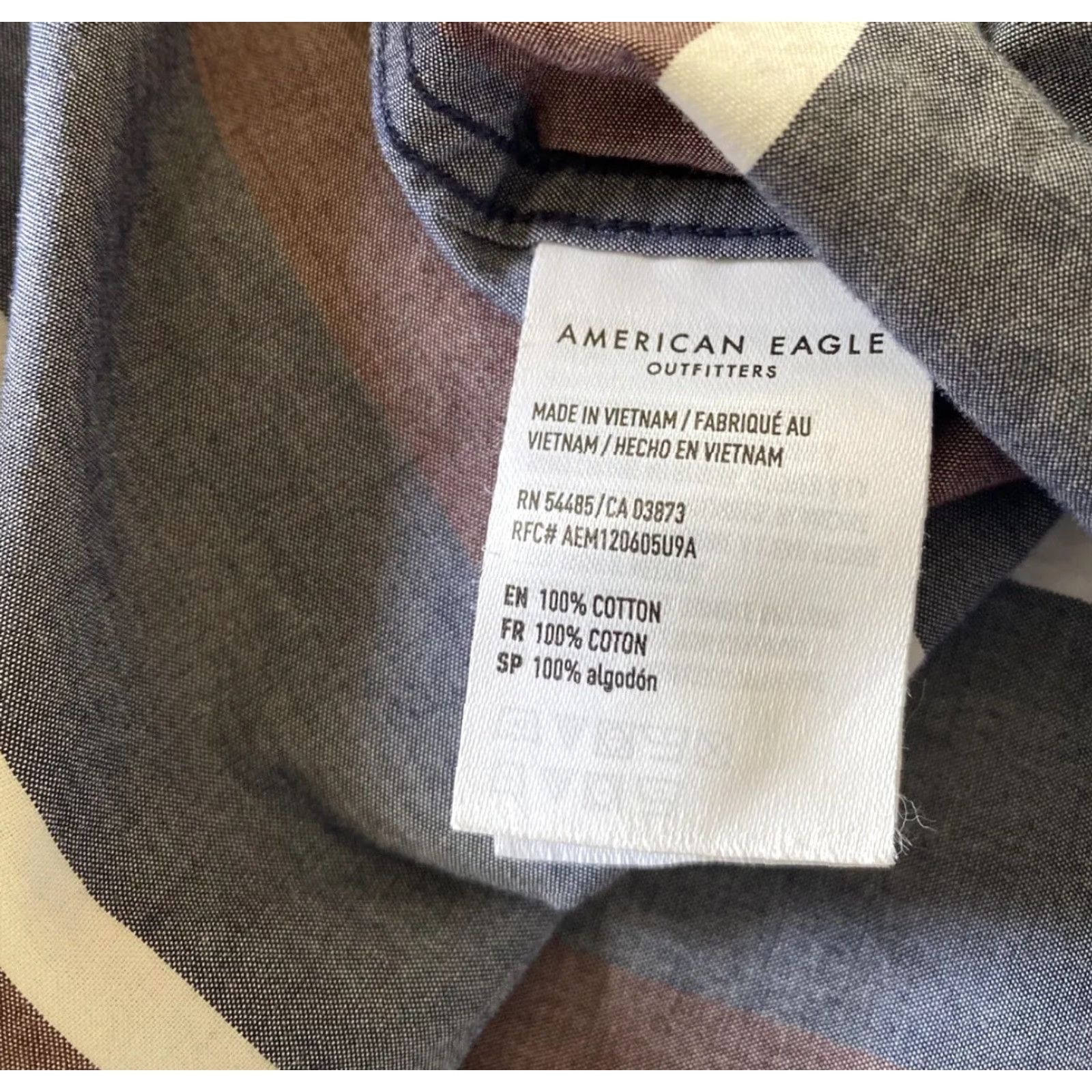 American Eagle Outfitters American Eagle Button Dress Shirt Men’s M Stripes Multicolor / 22-27 Size 40R - 6 Thumbnail