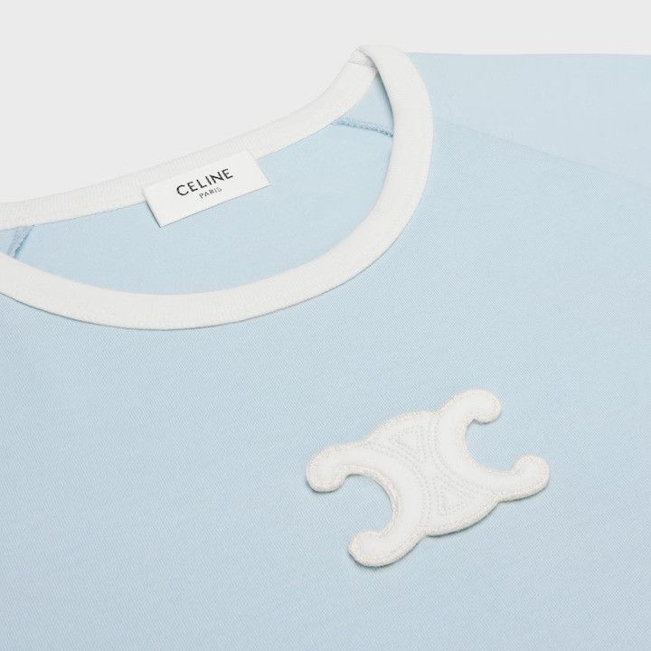 Celine os11x0526 Triomphe T-Shirt in Light Blue Size XS / US 0-2 / IT 36-38 - 3 Thumbnail