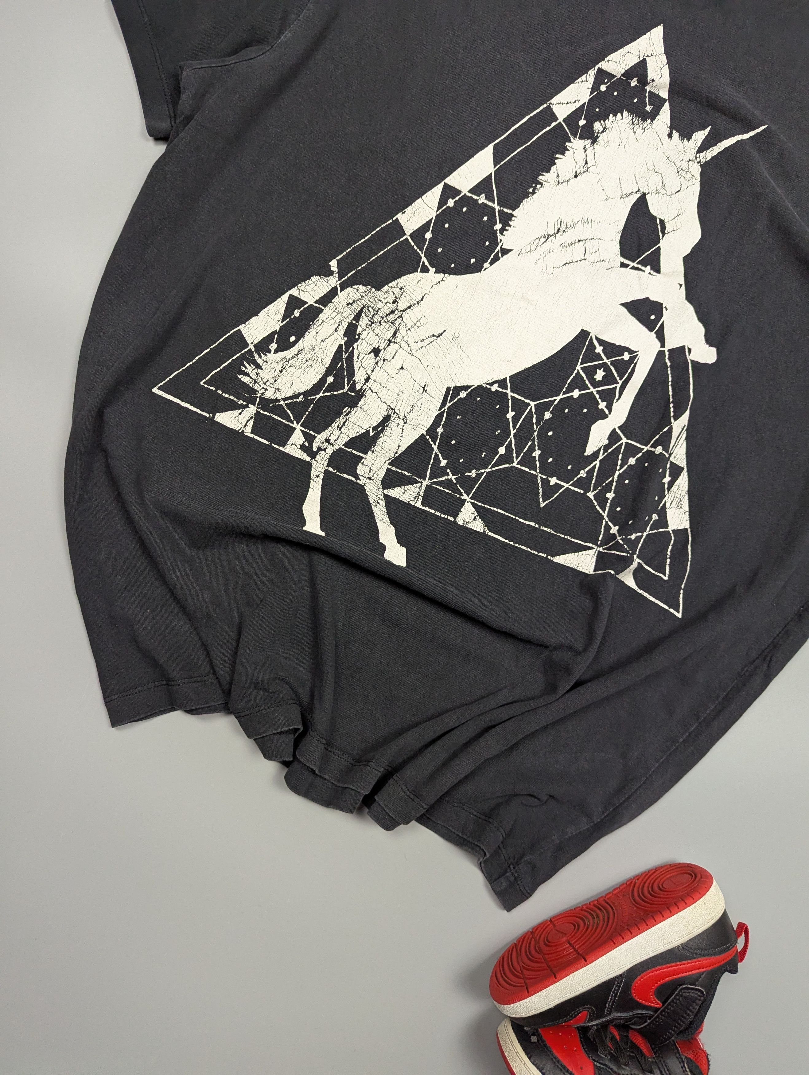 Allsaints ALLSAINTS Men`s Gray Unicorn Graphic Distressed T - Shirt Size US M / EU 48-50 / 2 - 2 Thumbnail