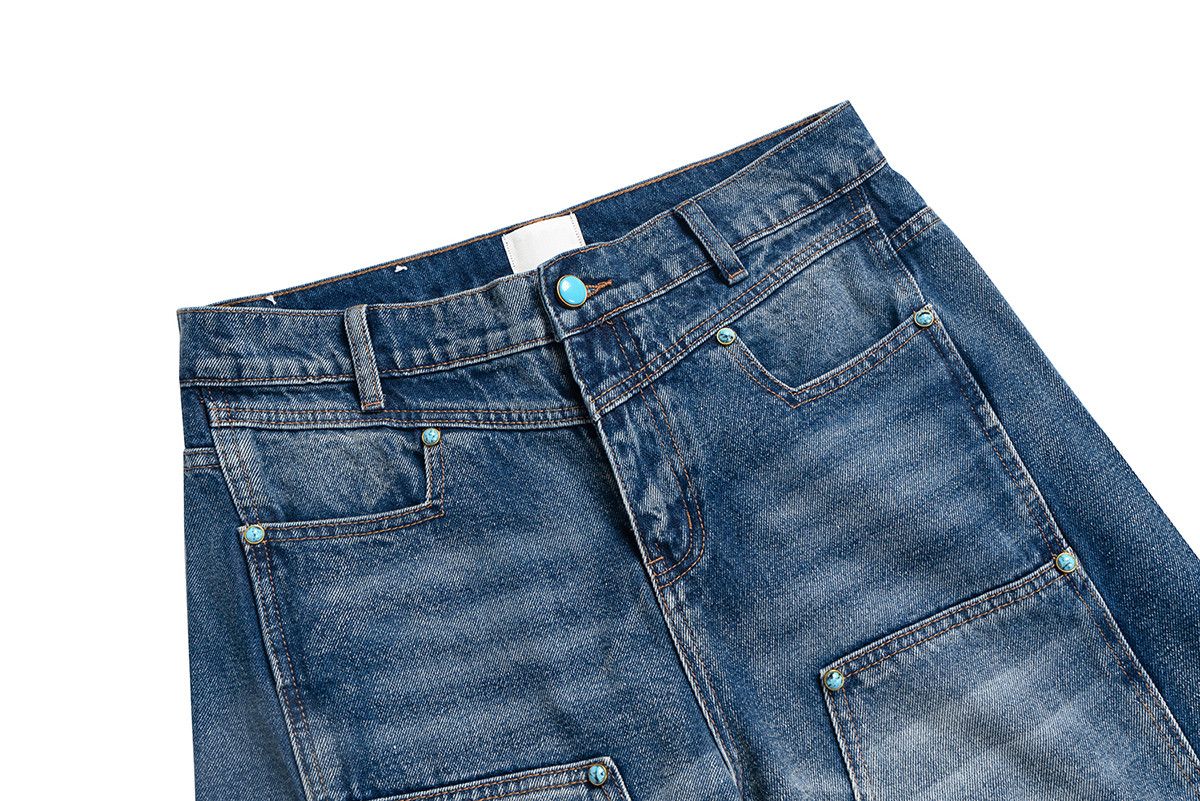 Jean × Vintage Distressed Logging Turquoise Jeans Size US 31 - 5 Thumbnail