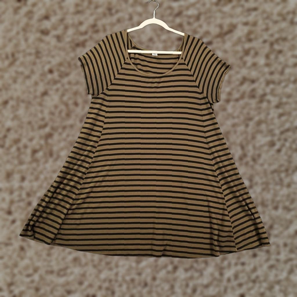 Old Navy Old Navy Dress Women's Size Large Olive Green Striped Shift Tunic Stretch (Multicolor Rayon) Size L / US 10 / IT 46 - 1 Thumbnail