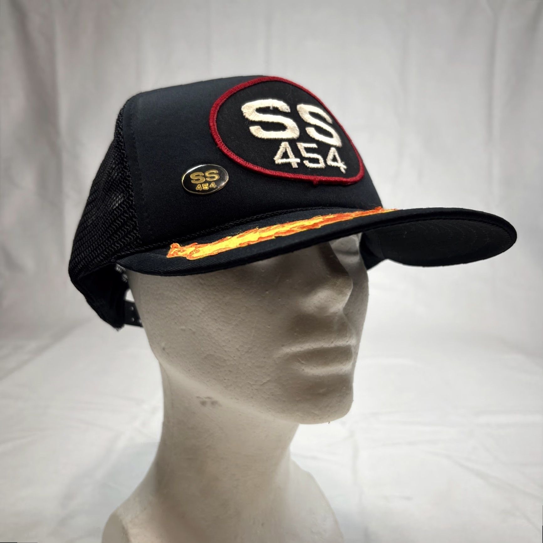 Vintage Chevrolet Trucker Hat SS 454 Patch Black One Size Men Size ONE SIZE - 2 Thumbnail