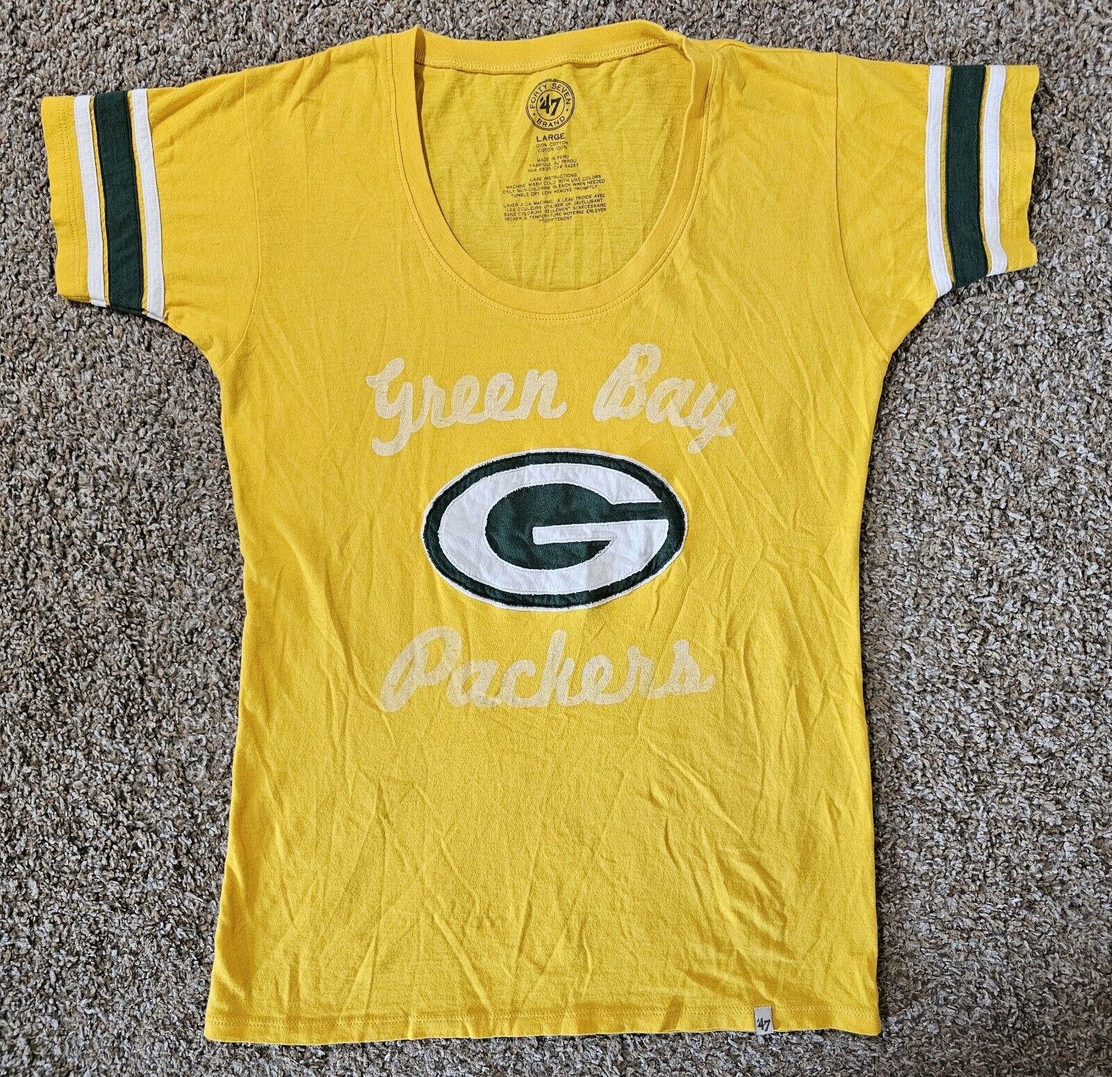 47 Brand 47 Brand Yellow NFL Green Bay Packers Football Tee Women’s L Size ONE SIZE - 1 Thumbnail
