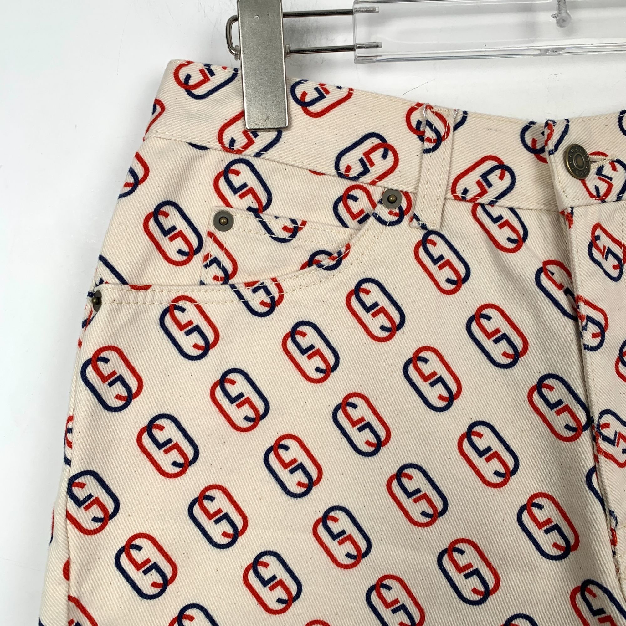 Gucci Gucci Womens Logo Print High-Waisted Denim Shorts Size 25" / US 0 / IT 36 - 3 Thumbnail