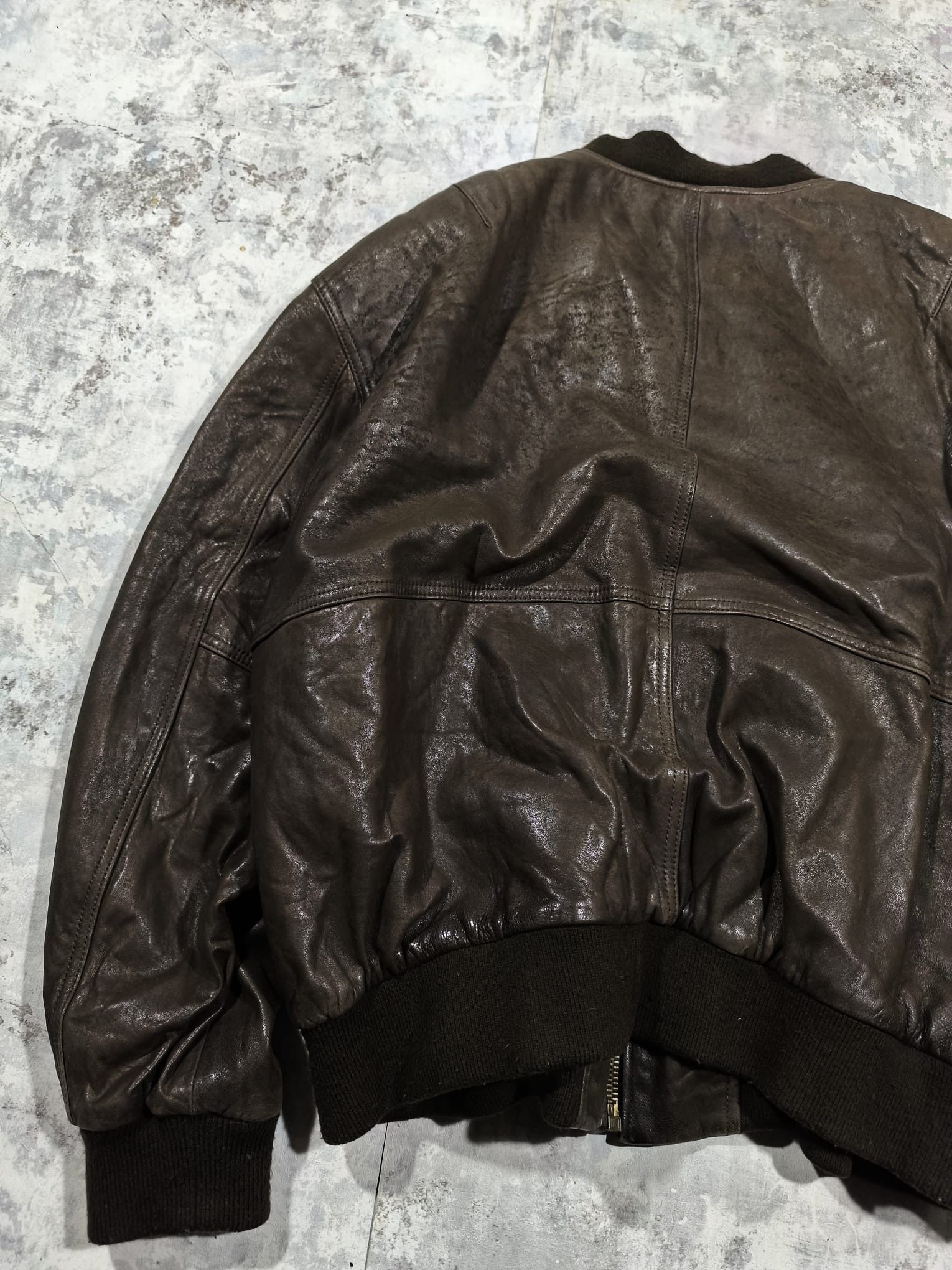 Leather vintage 90s 80s brown leather bomber jacket Size US XL / EU 56 / 4 - 8 Thumbnail
