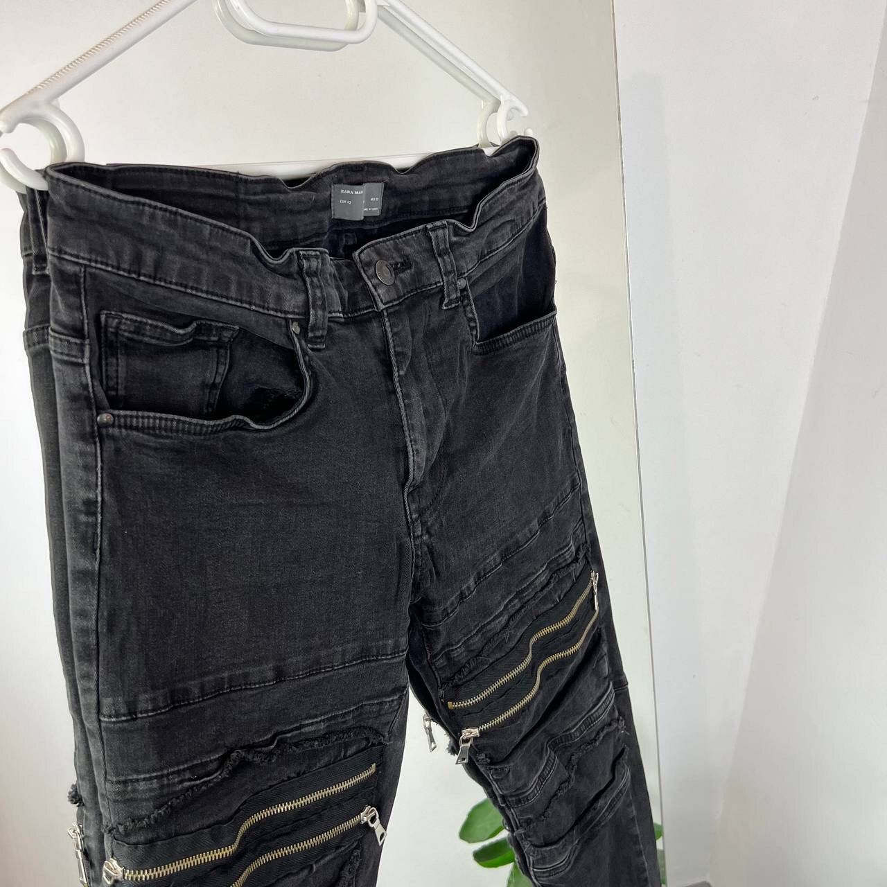 20471120 Avant Garde Skinny Pants Denim Y2k Distressed Black Jean Size US 32 / EU 48 - 2 Thumbnail