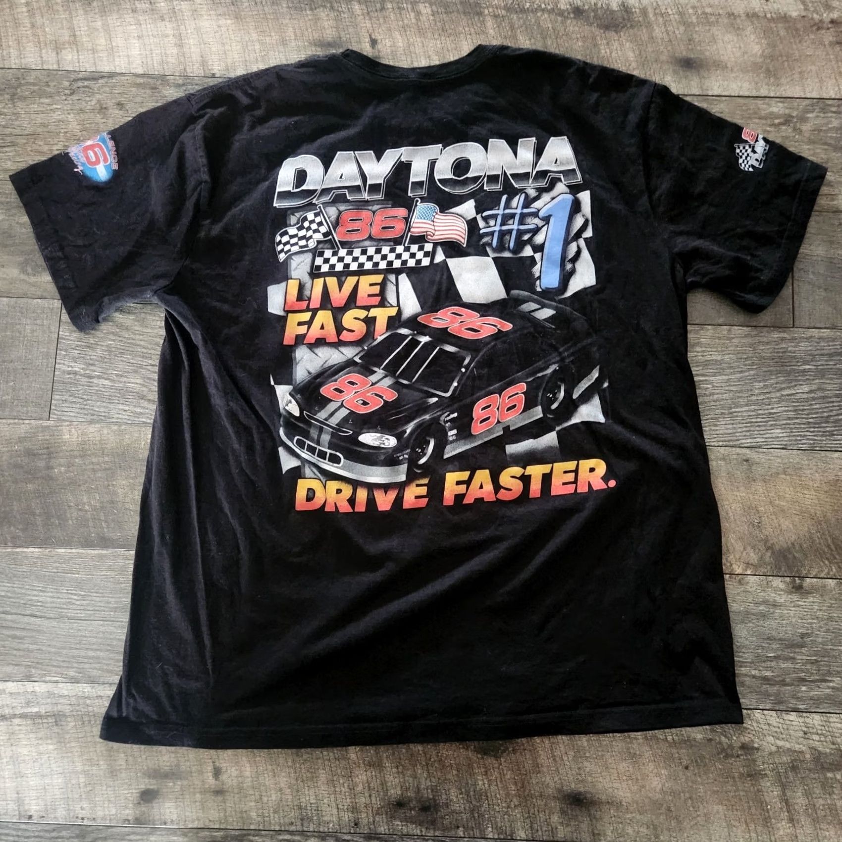 NASCAR NASCAR Daytona 500 Shirt Mens XL Black Double Sided Retro Style 1983 Tee Size US XL / EU 56 / 4 - 3 Thumbnail