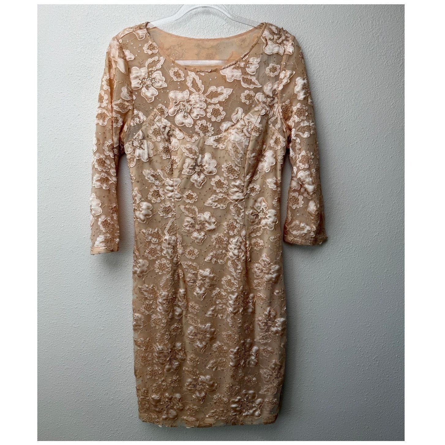 Other NWT Sue Wong Copper Lace Sheer Mesh Dress 3/4 Sleeve 14 Size XL / US 12-14 / IT 48-50 - 5 Thumbnail