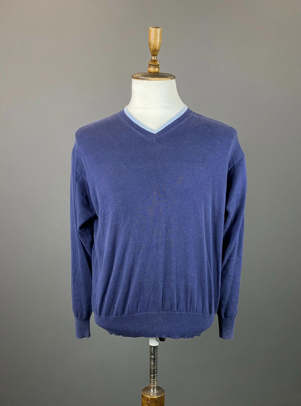 Designer Men Hackett London Blue Cotton Long Sleeve Sweater Size M Size US M / EU 48-50 / 2 - 1 Thumbnail