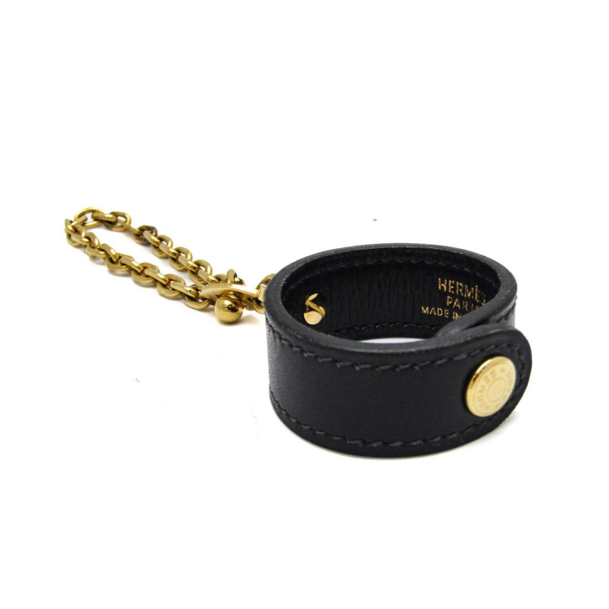 image of Hermes Glove Holder Keyring (Black,gold), Women's