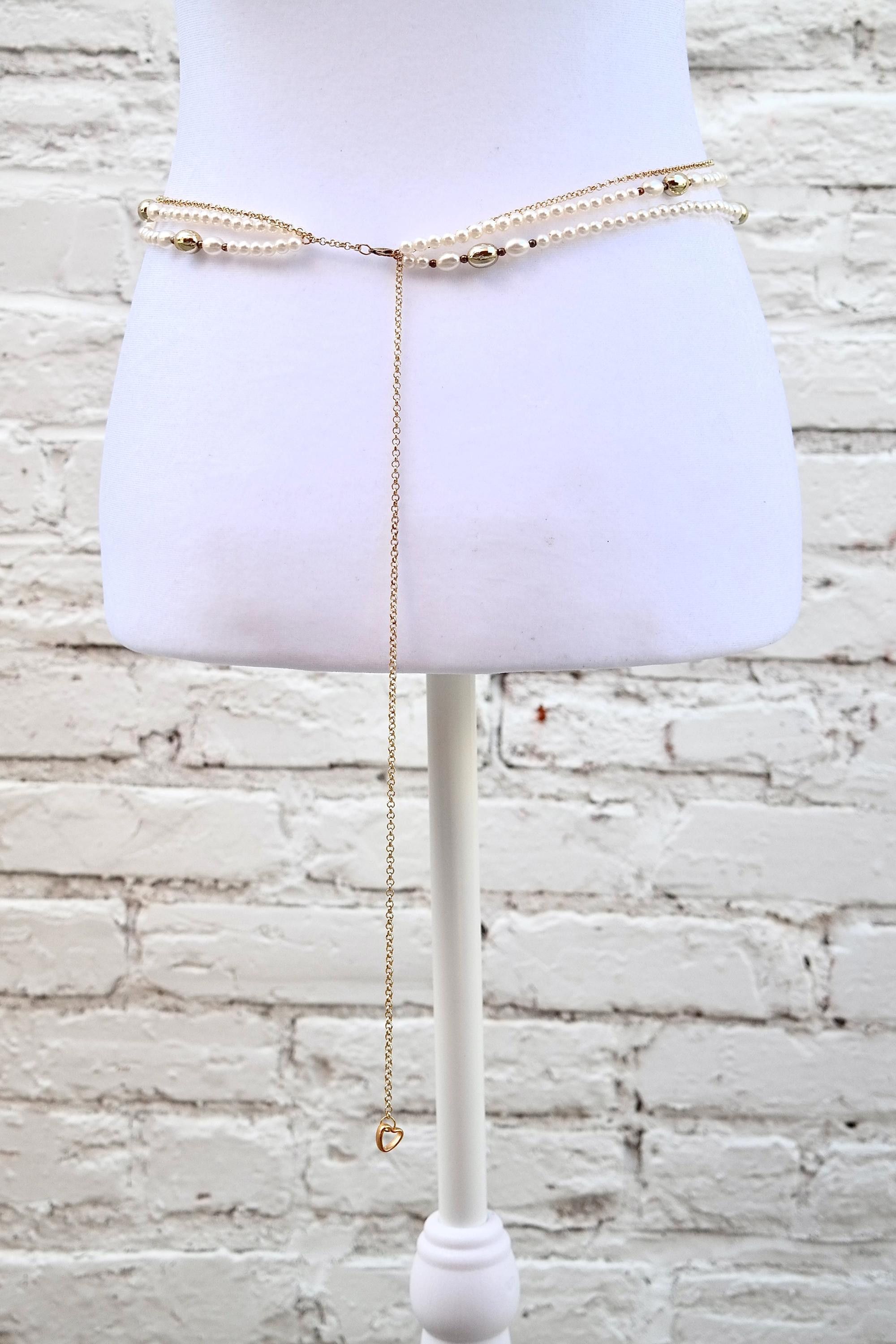 Handmade Pearl & Gold Waist Chain Size ONE SIZE - 7 Thumbnail